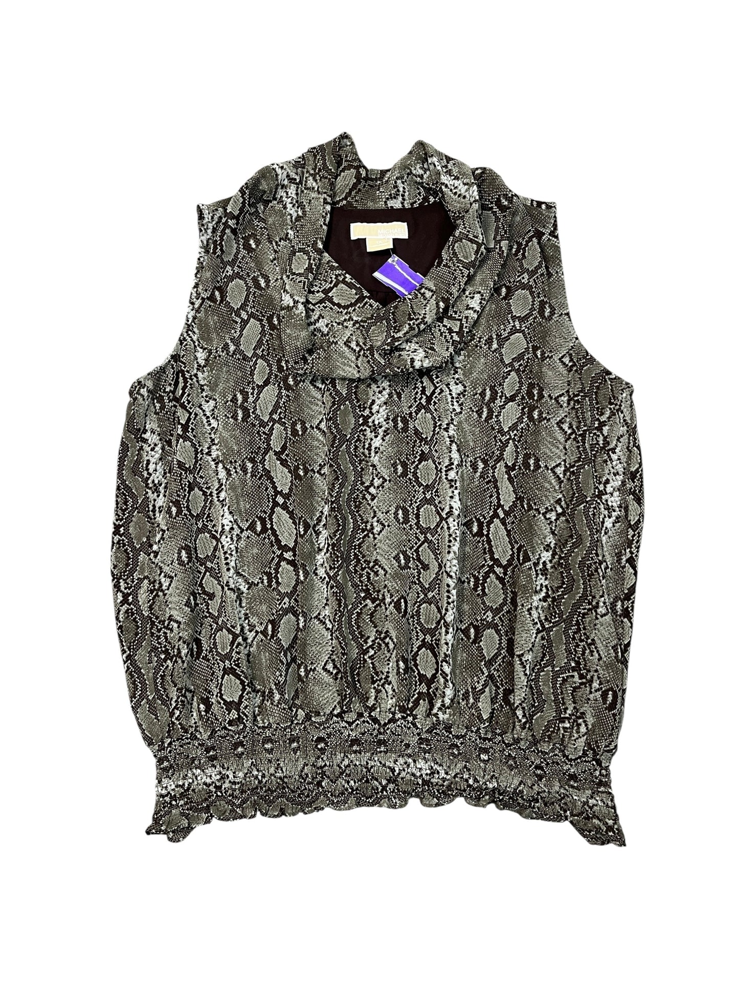 Blouse Designer By Michael By Michael Kors In Snakeskin Print, Size:1X