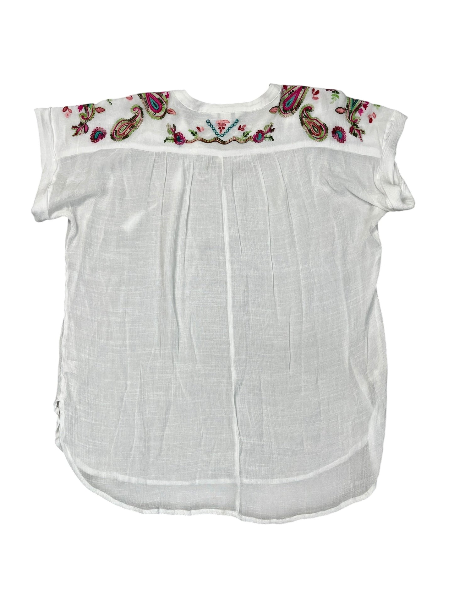 Blouse Ss By Cj Banks In White, Size:1X