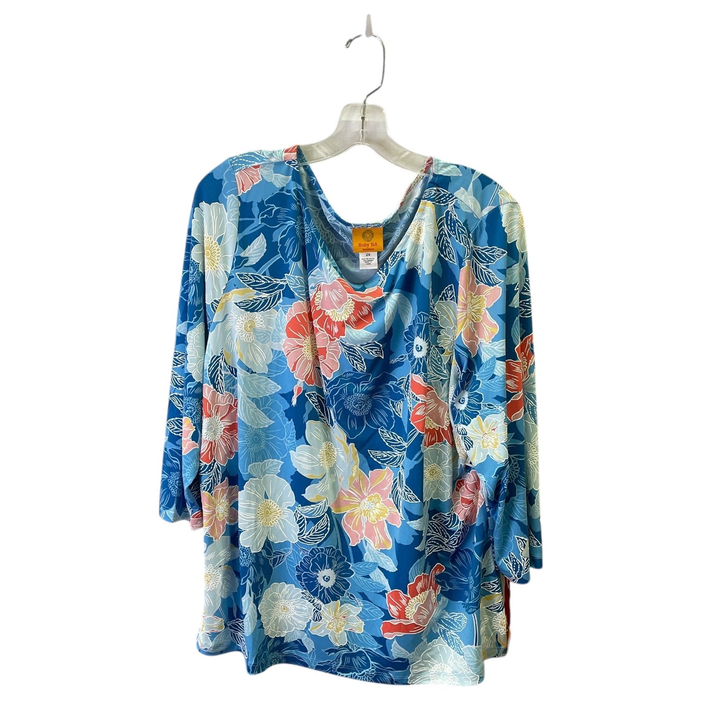Top 3/4 Sleeve By Ruby Rd In Blue & Orange, Size:2X