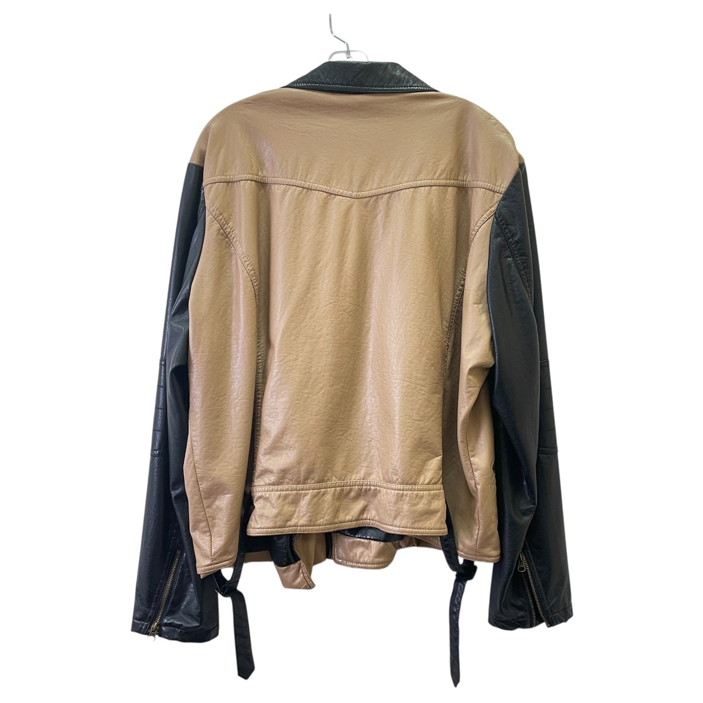 Jacket Leather By Ashley Stewart In Black & Brown, Size:24