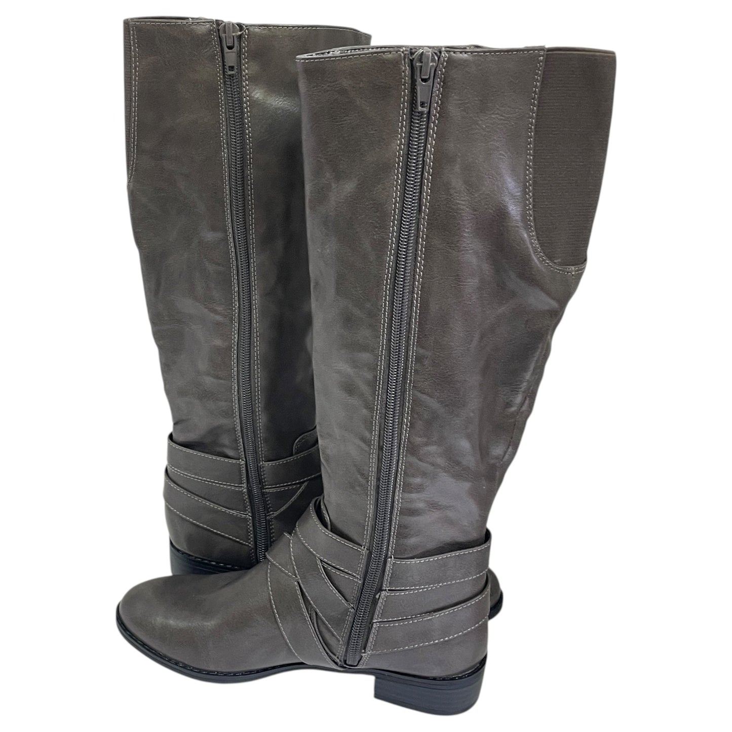 Boots Mid-Calf Flats By Cme In Grey, Size:5