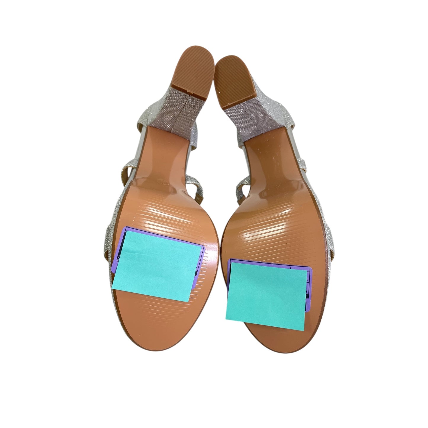 Sandals Heels Block By Idifu In Silver, Size:8