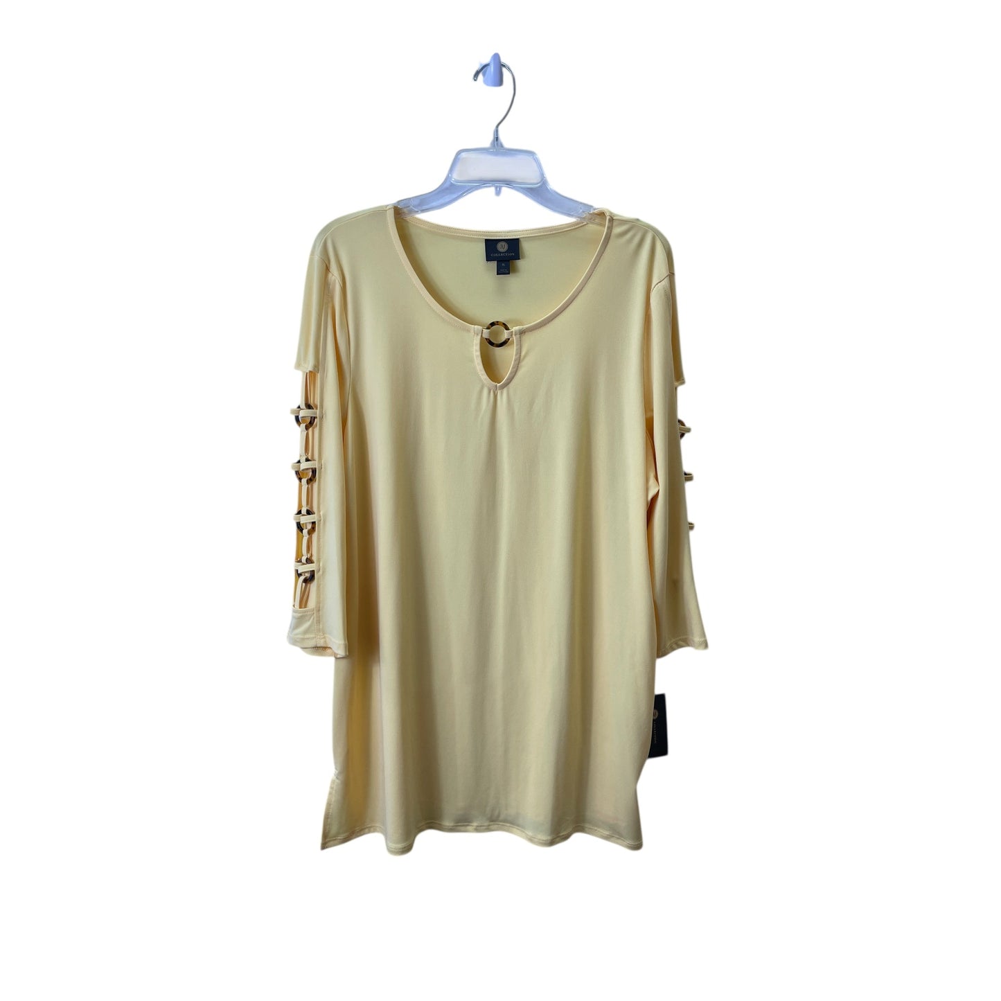 Top 3/4 Sleeve By Jm Collections In Yellow, Size:Xl