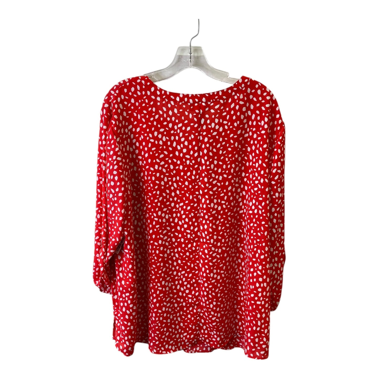 Top 3/4 Sleeve By Catherines In Red & White, Size:2X