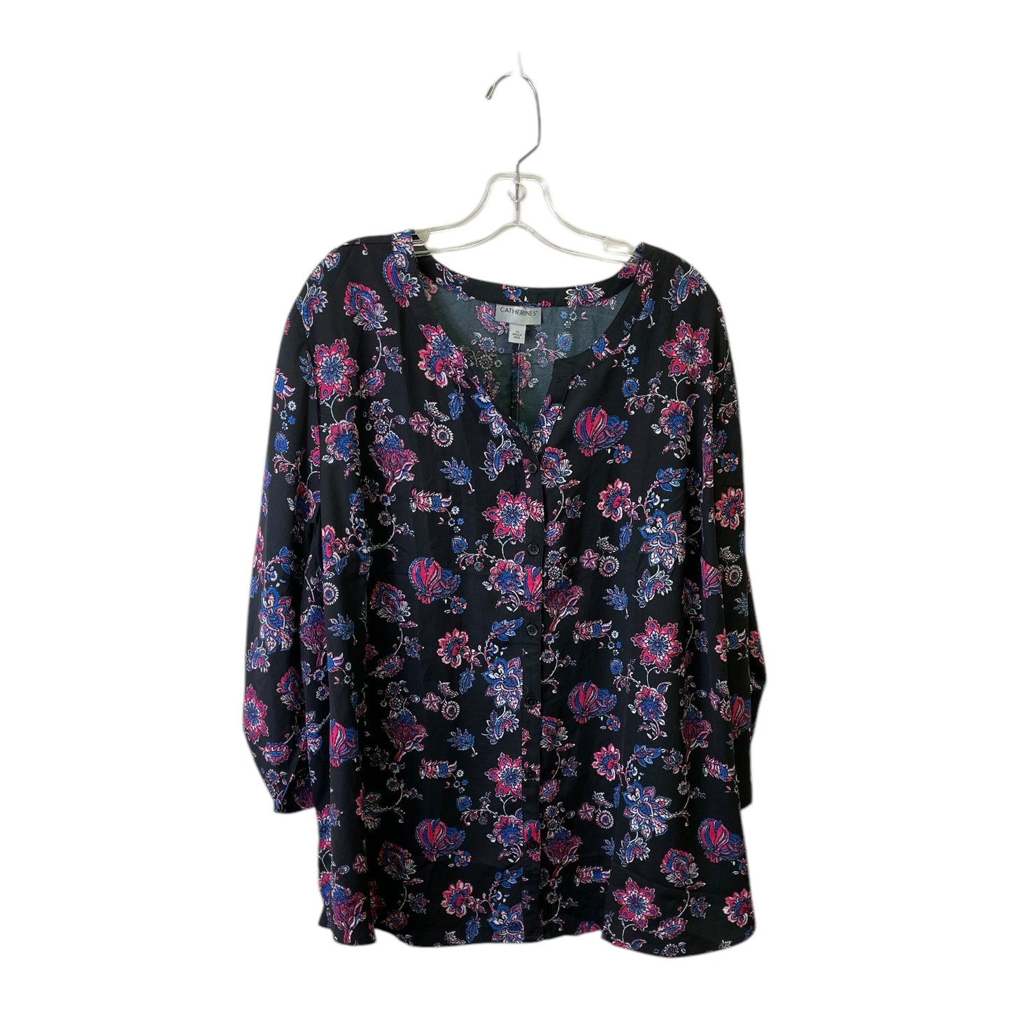 Top 3/4 Sleeve By Catherines In Black, Size:2X