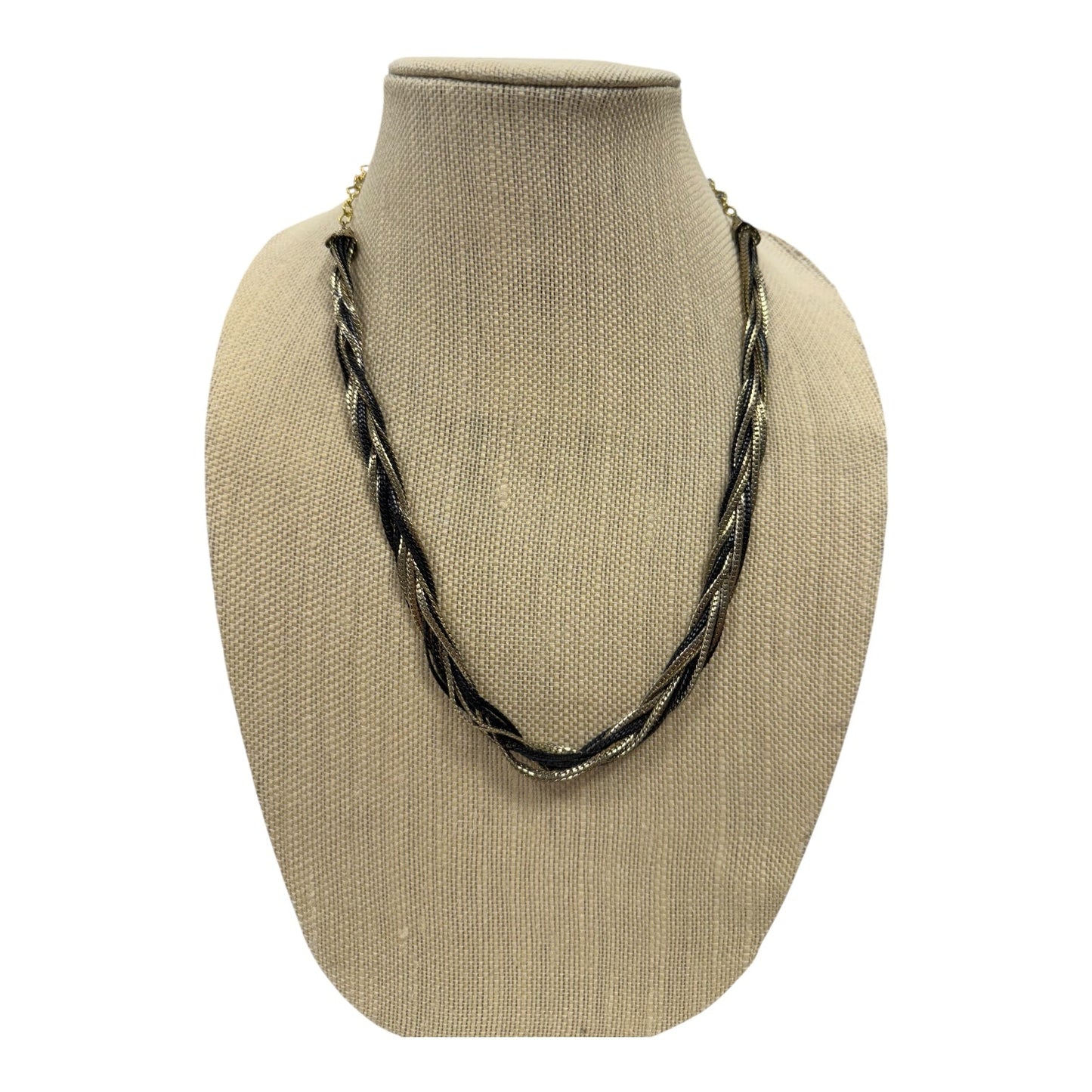 Necklace Layered In Black & Gold