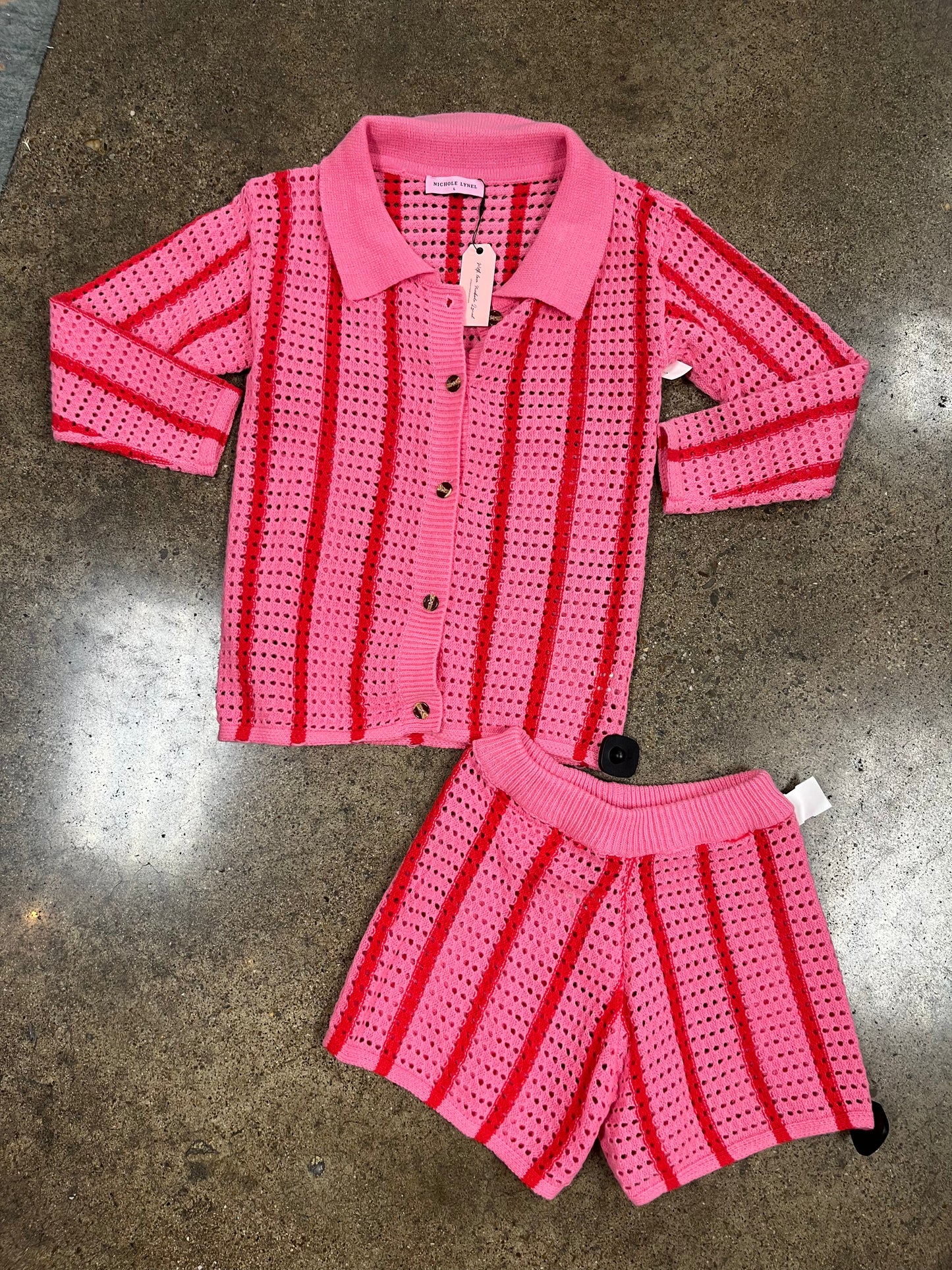 Shorts Set By Clothes Mentor In Pink & Red, Size:L