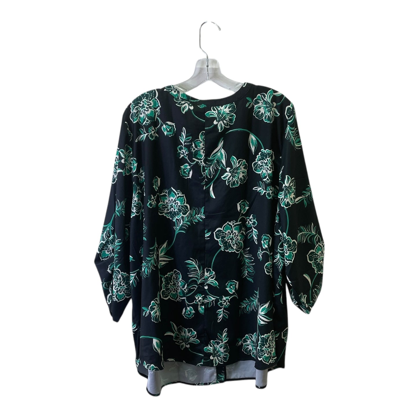 Top 3/4 Sleeve By Catherines In Black & Green, Size:2X