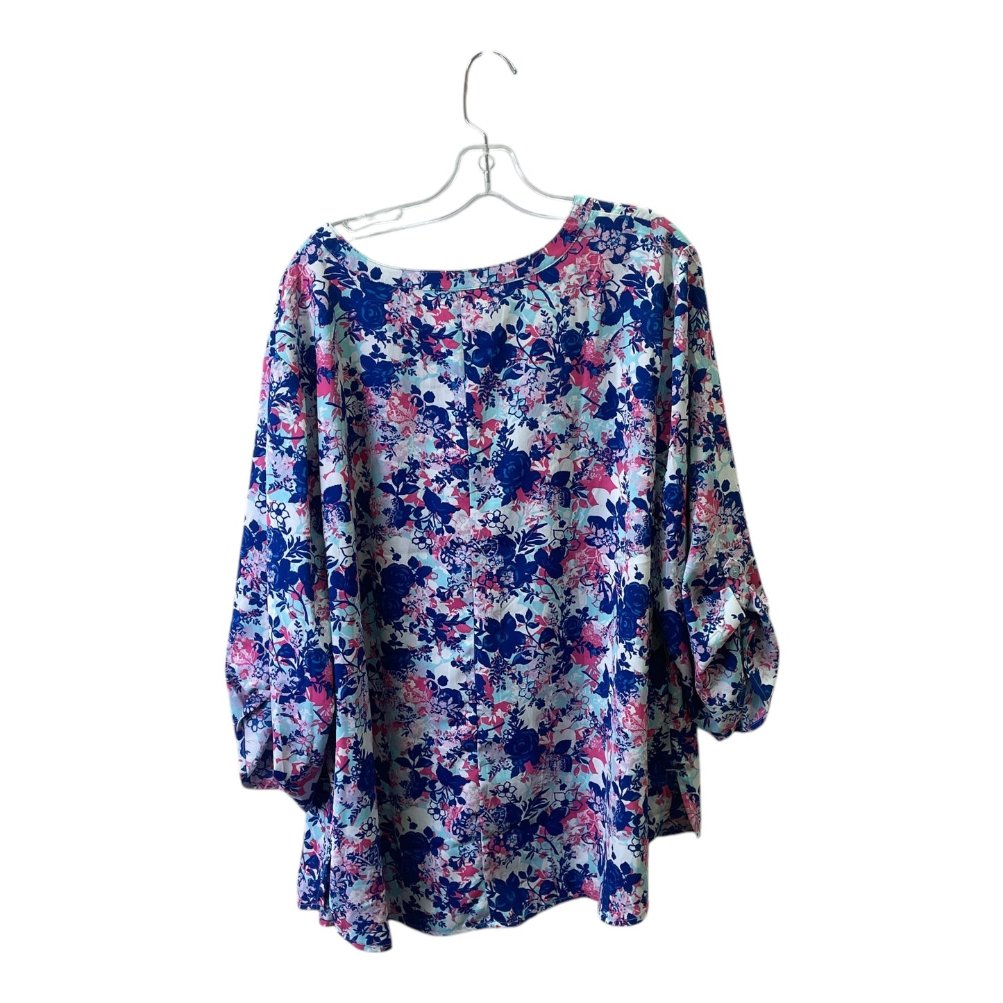 Top 3/4 Sleeve By Catherines In Blue & Pink, Size:2X