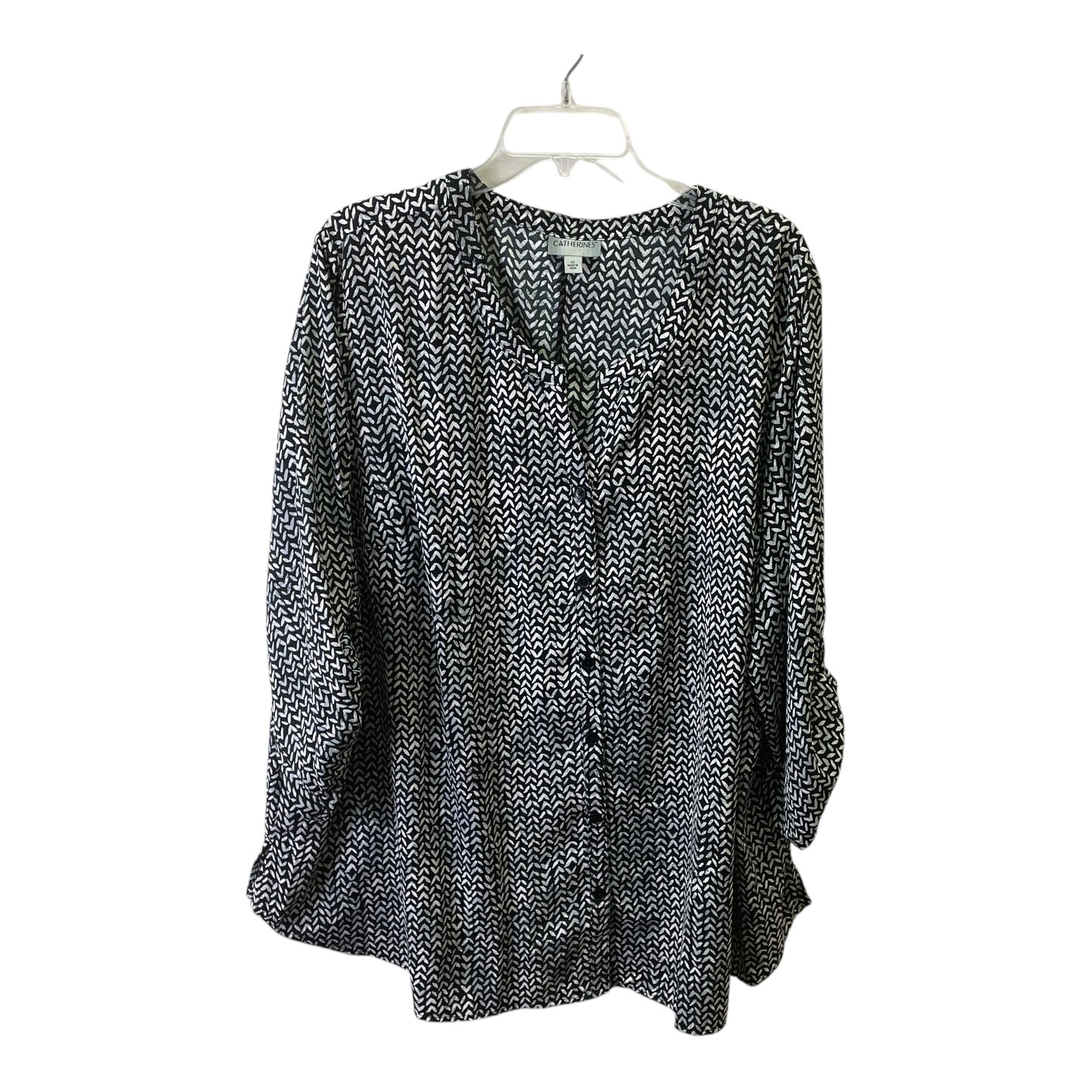 Top 3/4 Sleeve By Catherines In Black & White, Size:2X