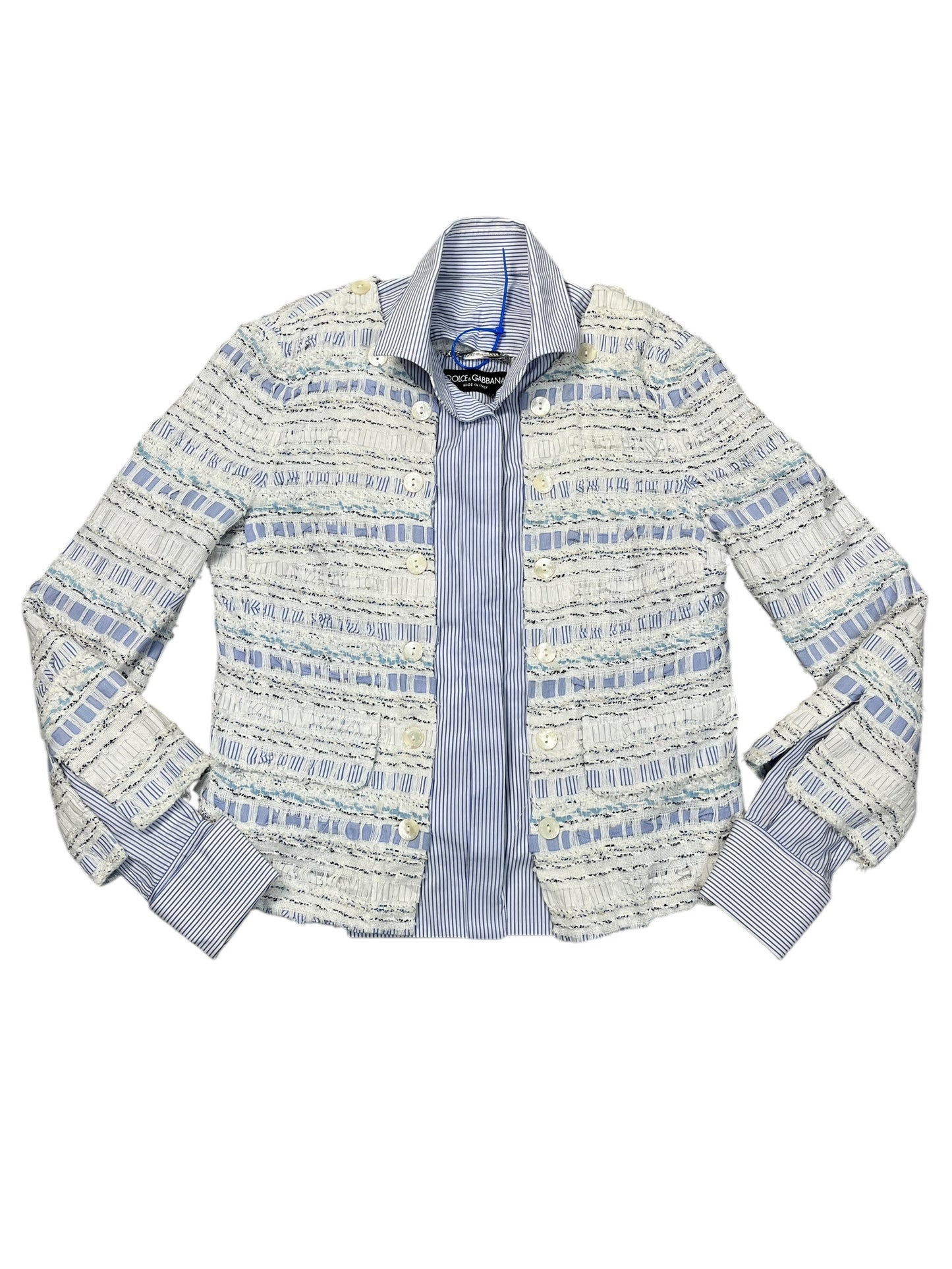 Jacket Luxury Designer By Dolce And Gabbana In Blue & White, Size:M