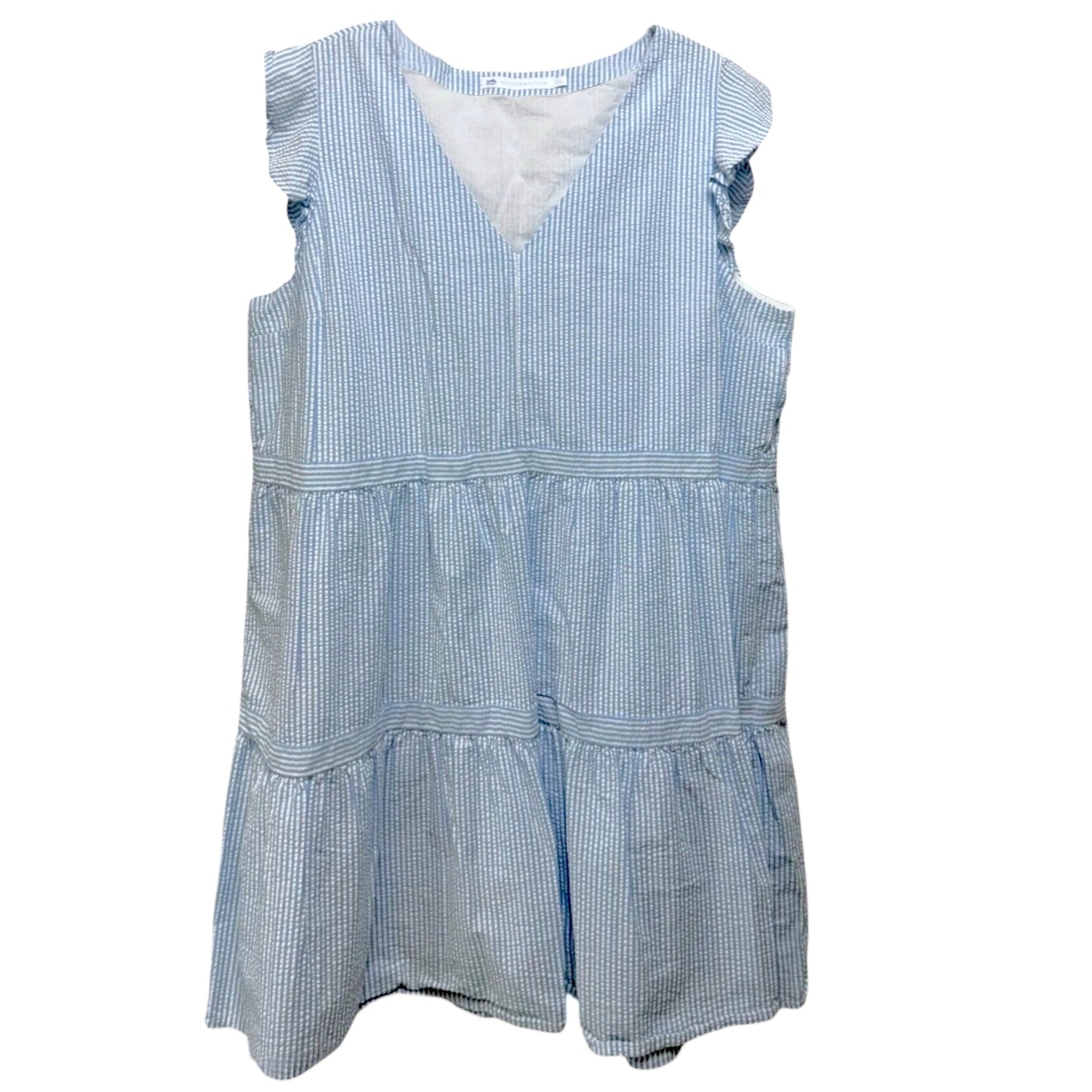 Evelyn Seersucker Tiered Dress By Southern Tide In Sky Blue, Size: XL