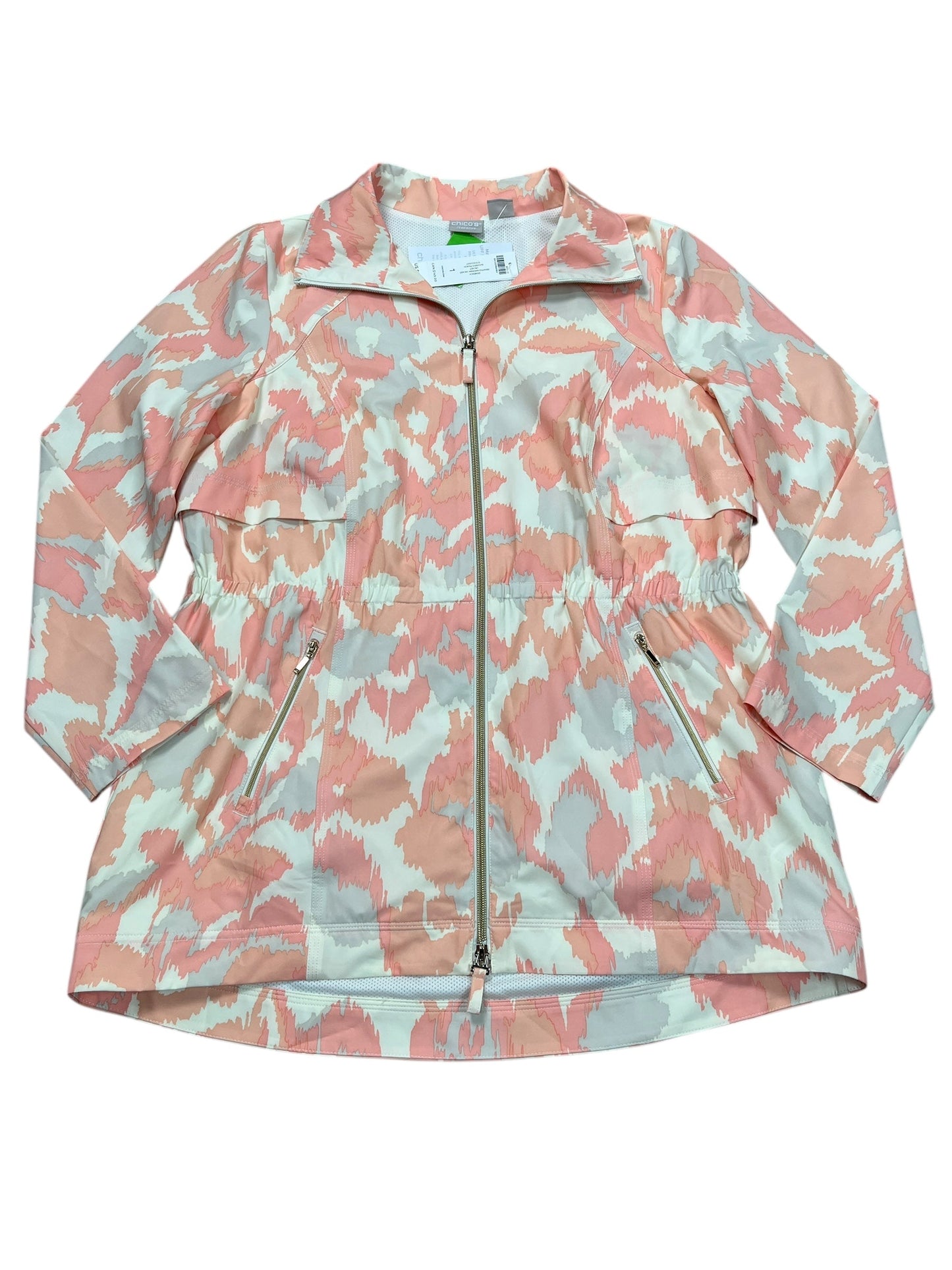 Athletic Jacket By Chicos In Peach, Size:M