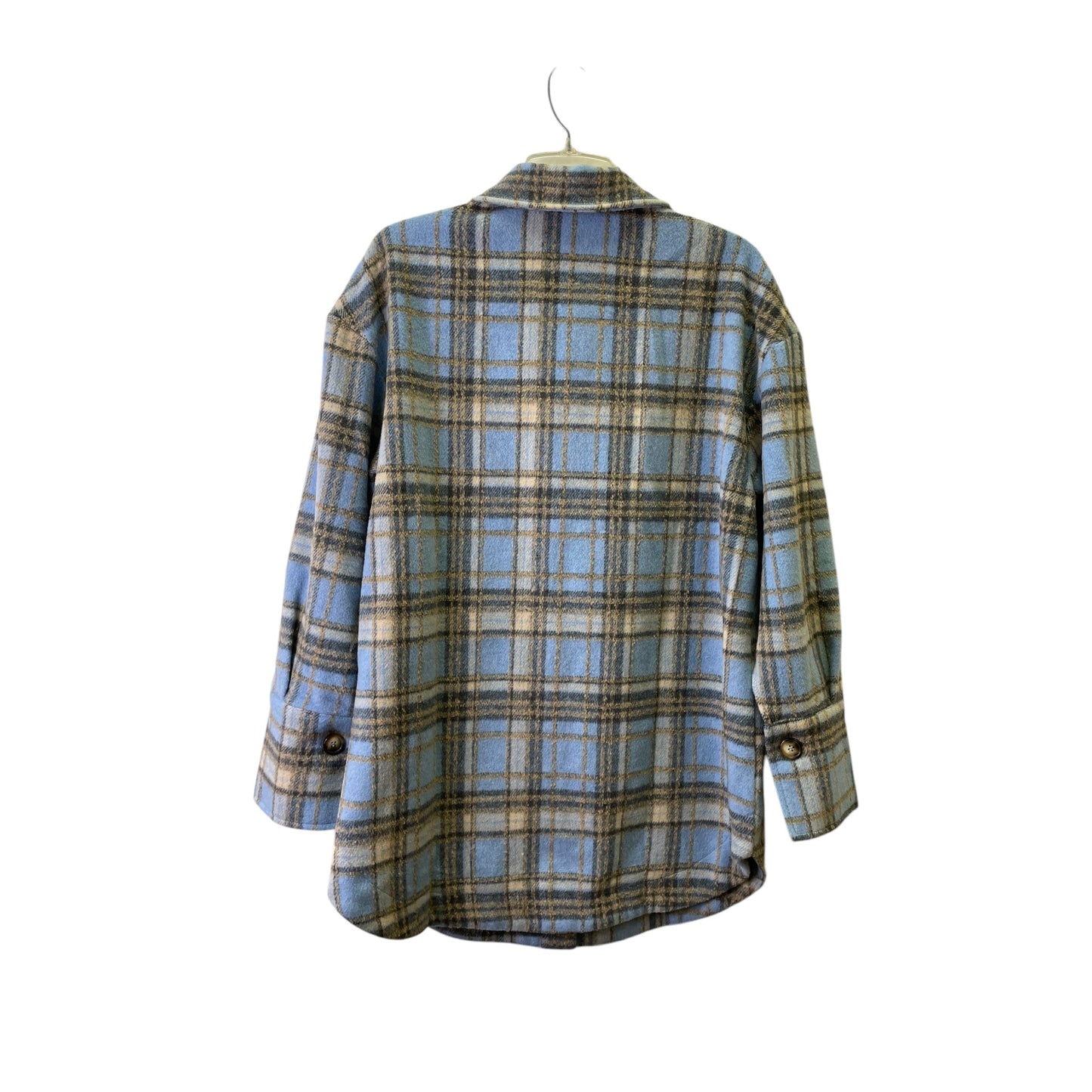 Jacket Shirt By Simplee In Blue & Tan, Size:S