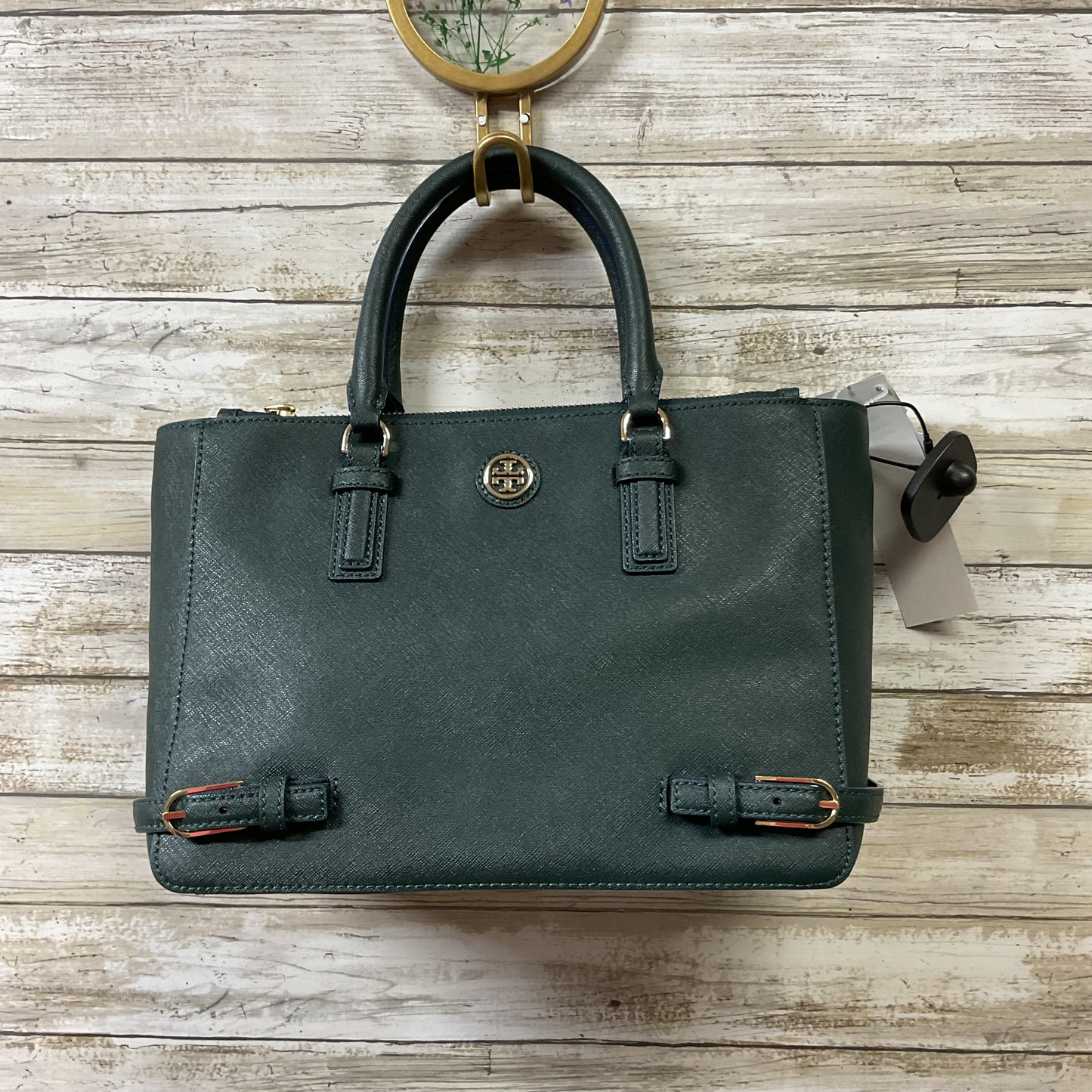 Handbag Designer By Tory Burch In Green, Size:Medium