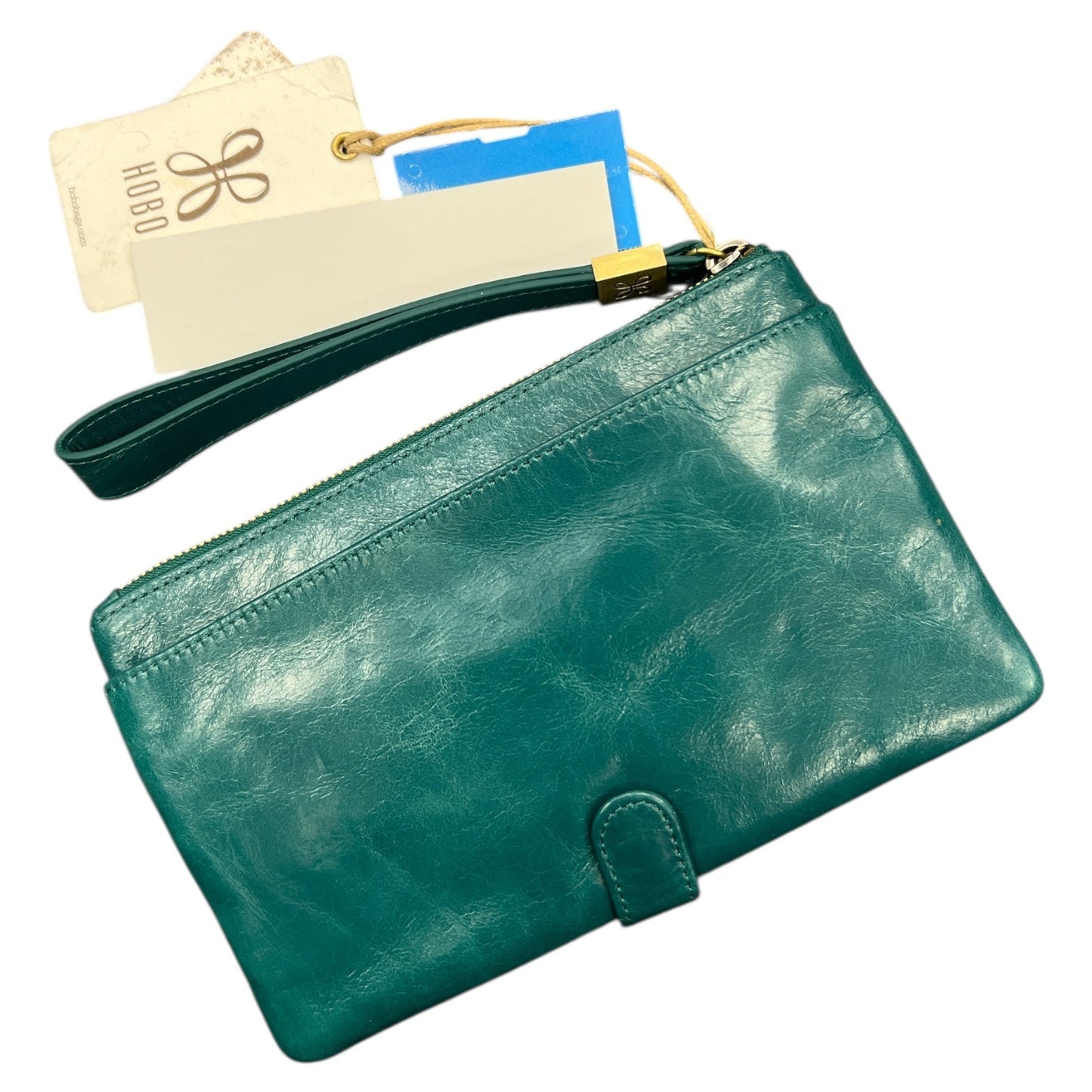 Wristlet Leather By Hobo Intl In Green, Size:Medium