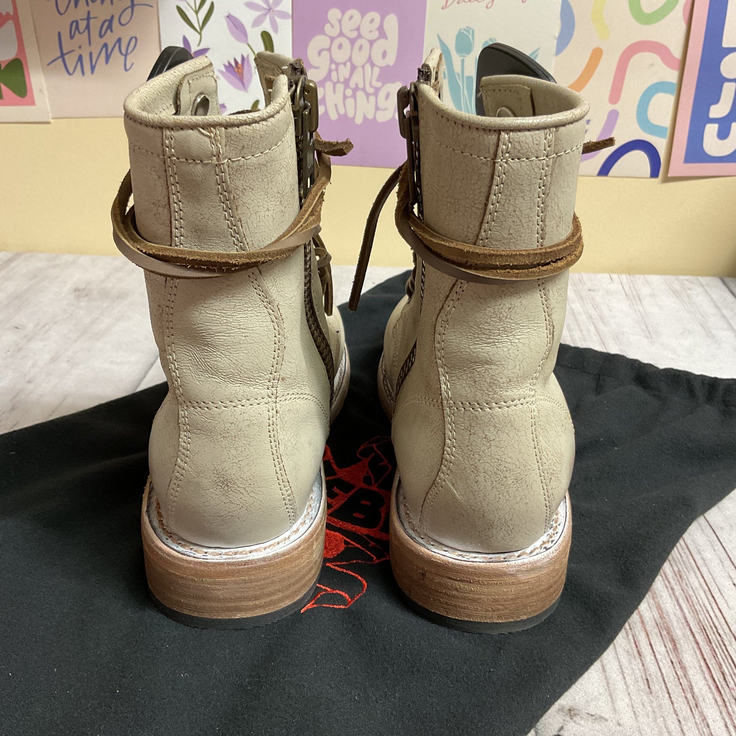 Boots Ankle Flats By Freebird In Cream, Size:8