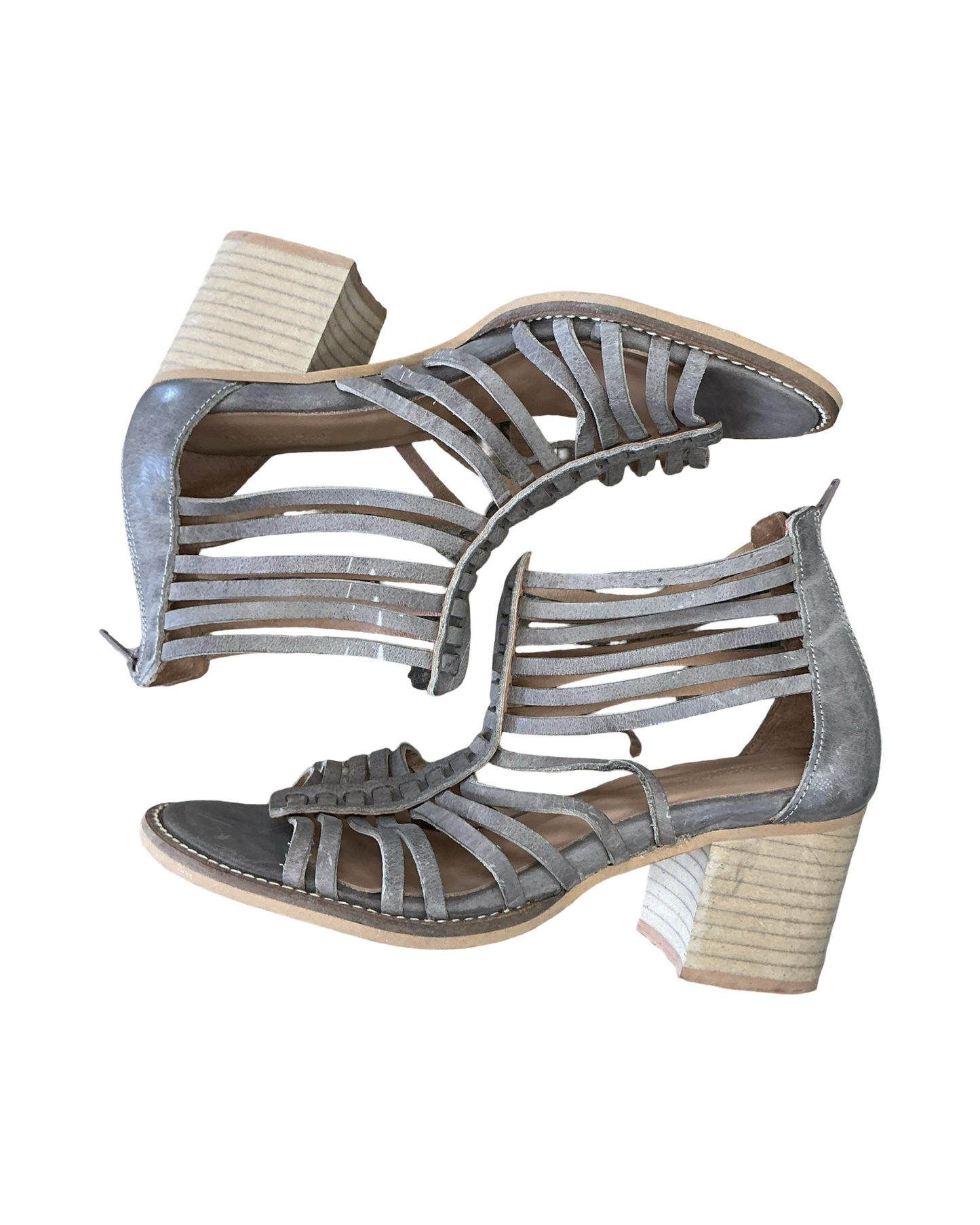 Sandals Heels Block By Garnet Hill In Taupe, Size:6.5