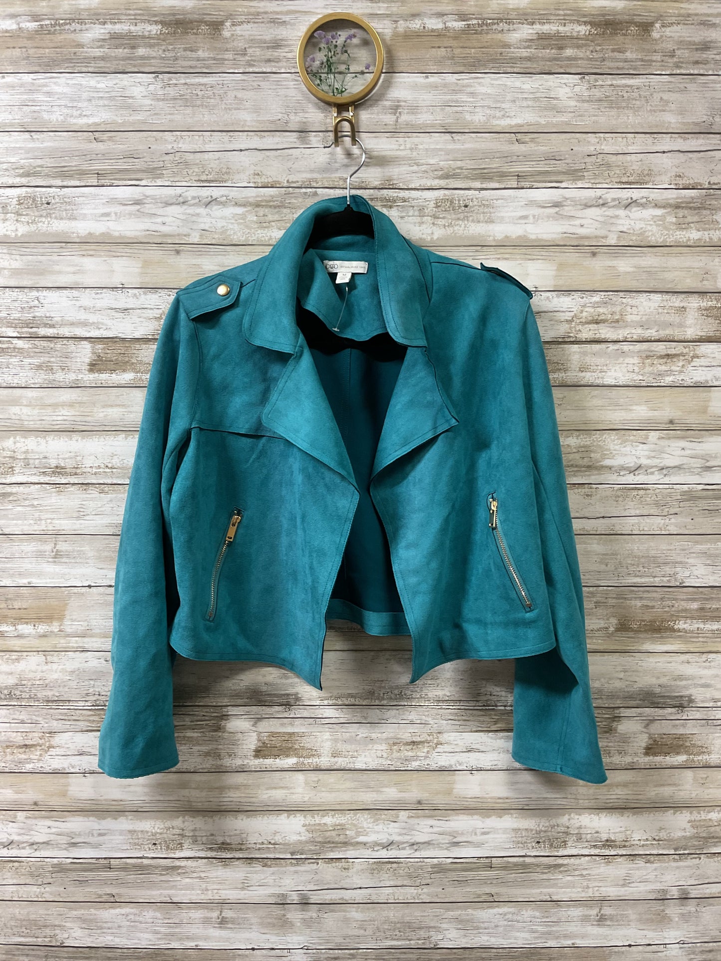 Jacket Moto By Cato In Teal, Size:M