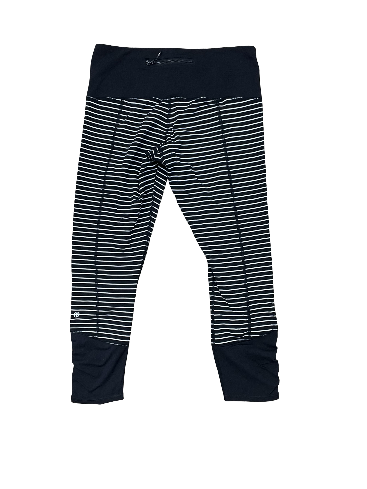 Athletic Leggings Capris By Lululemon In Black & White, Size:M