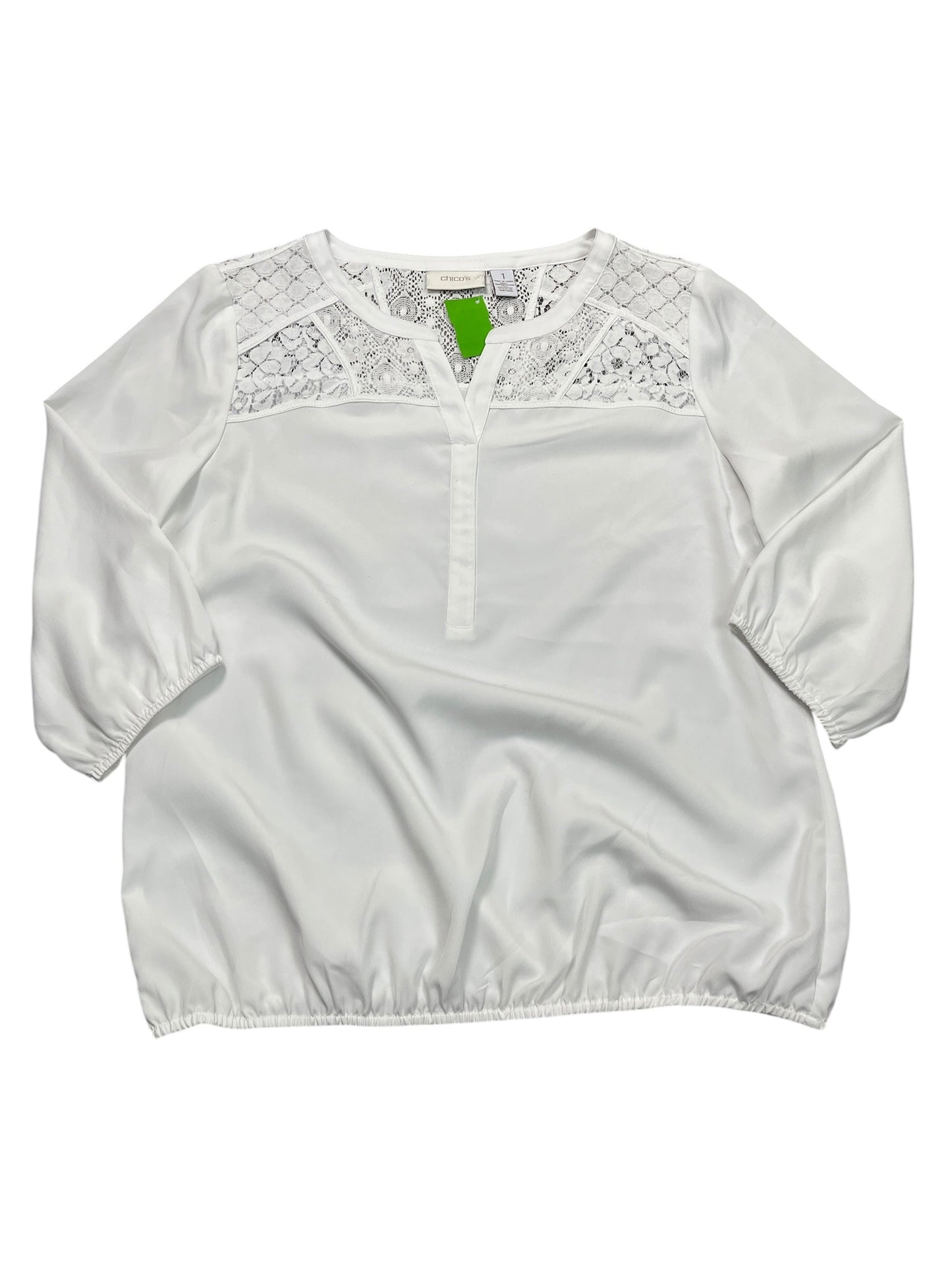 Blouse 3/4 Sleeve By Chicos In White, Size:M