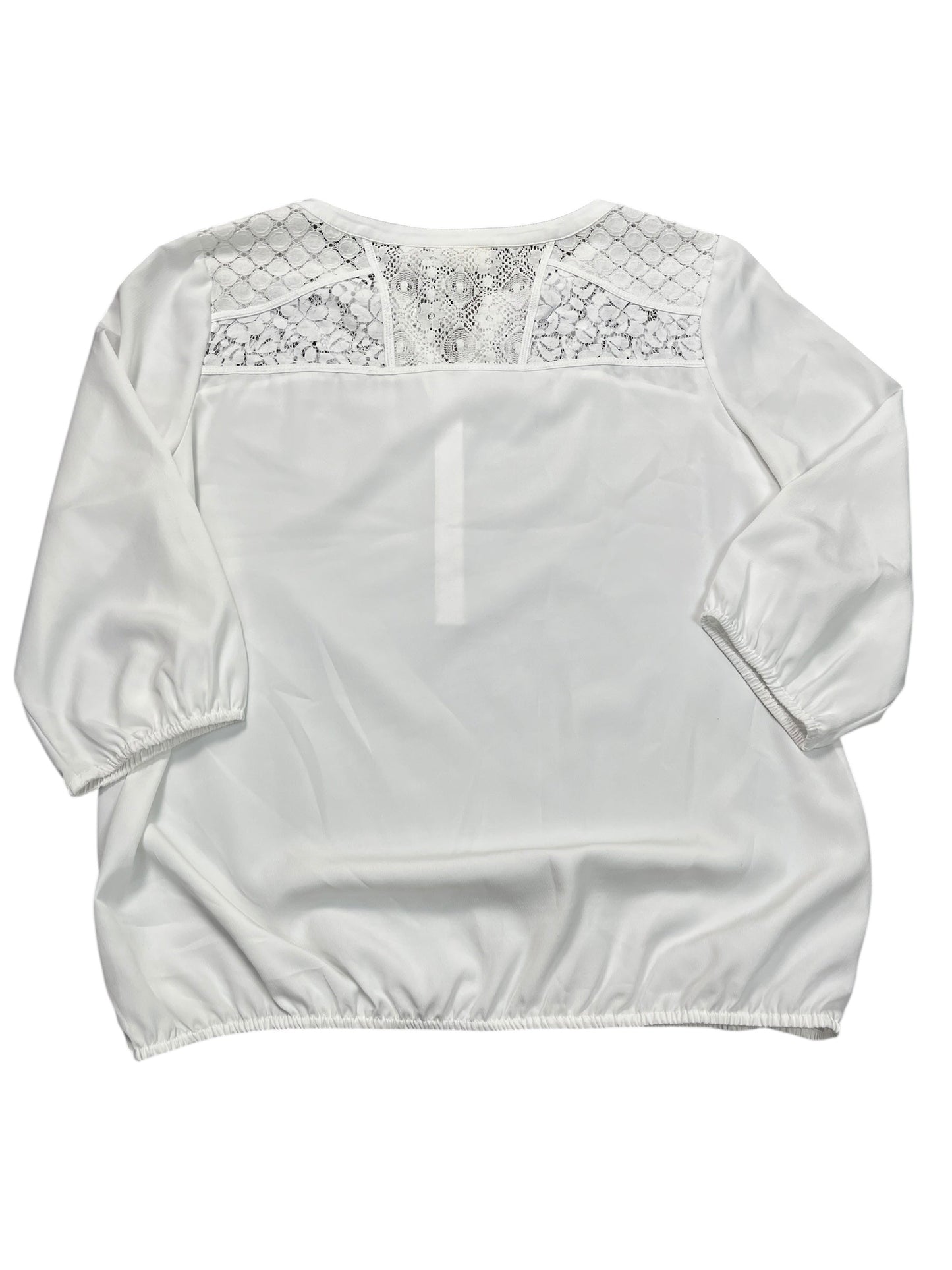 Blouse 3/4 Sleeve By Chicos In White, Size:M