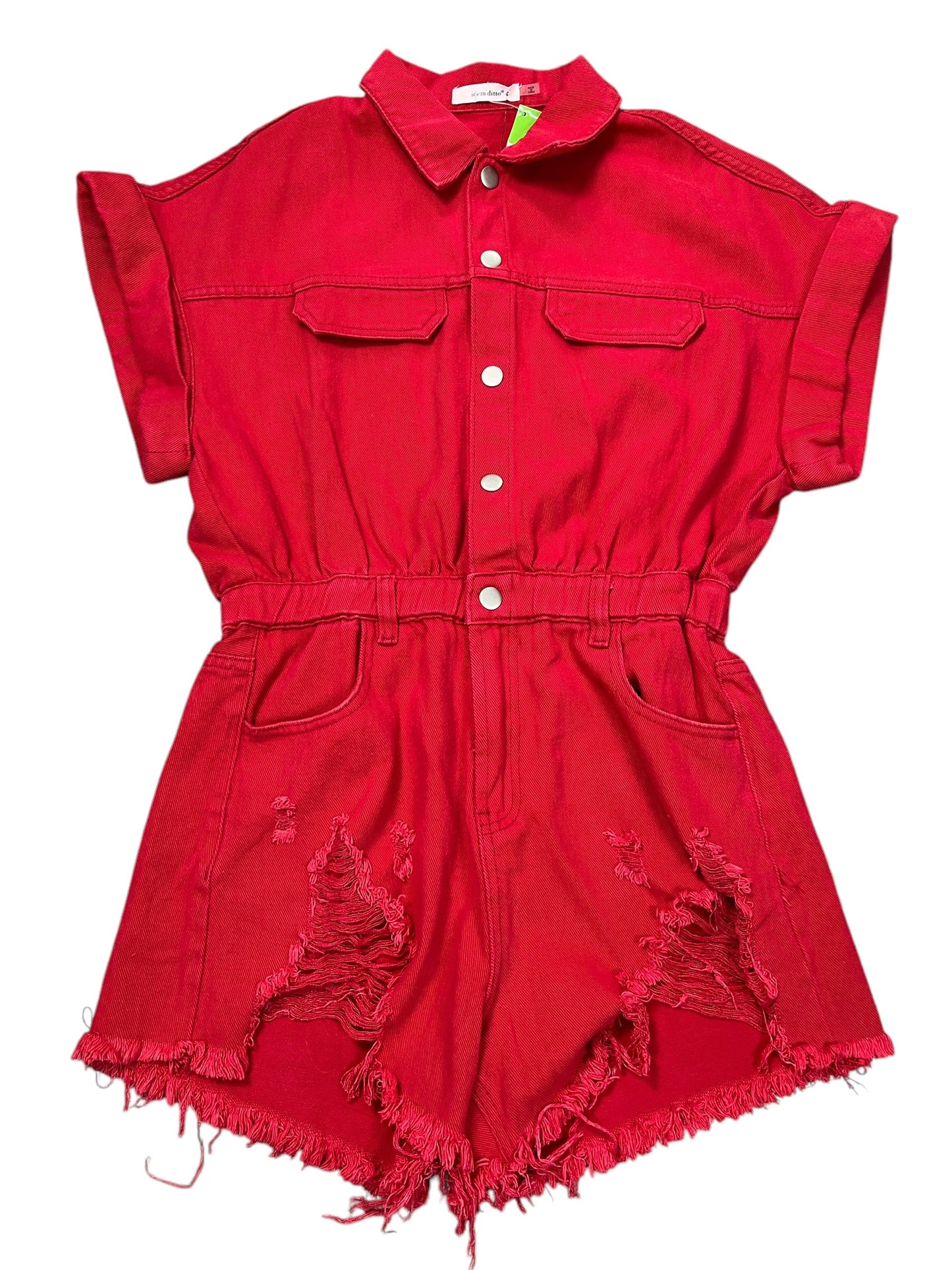 Romper By IDEM DITTO In Red Denim, Size:M