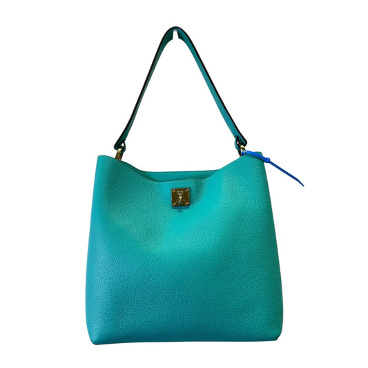 Handbag Luxury Designer By Mcm In Aqua, Size:Medium