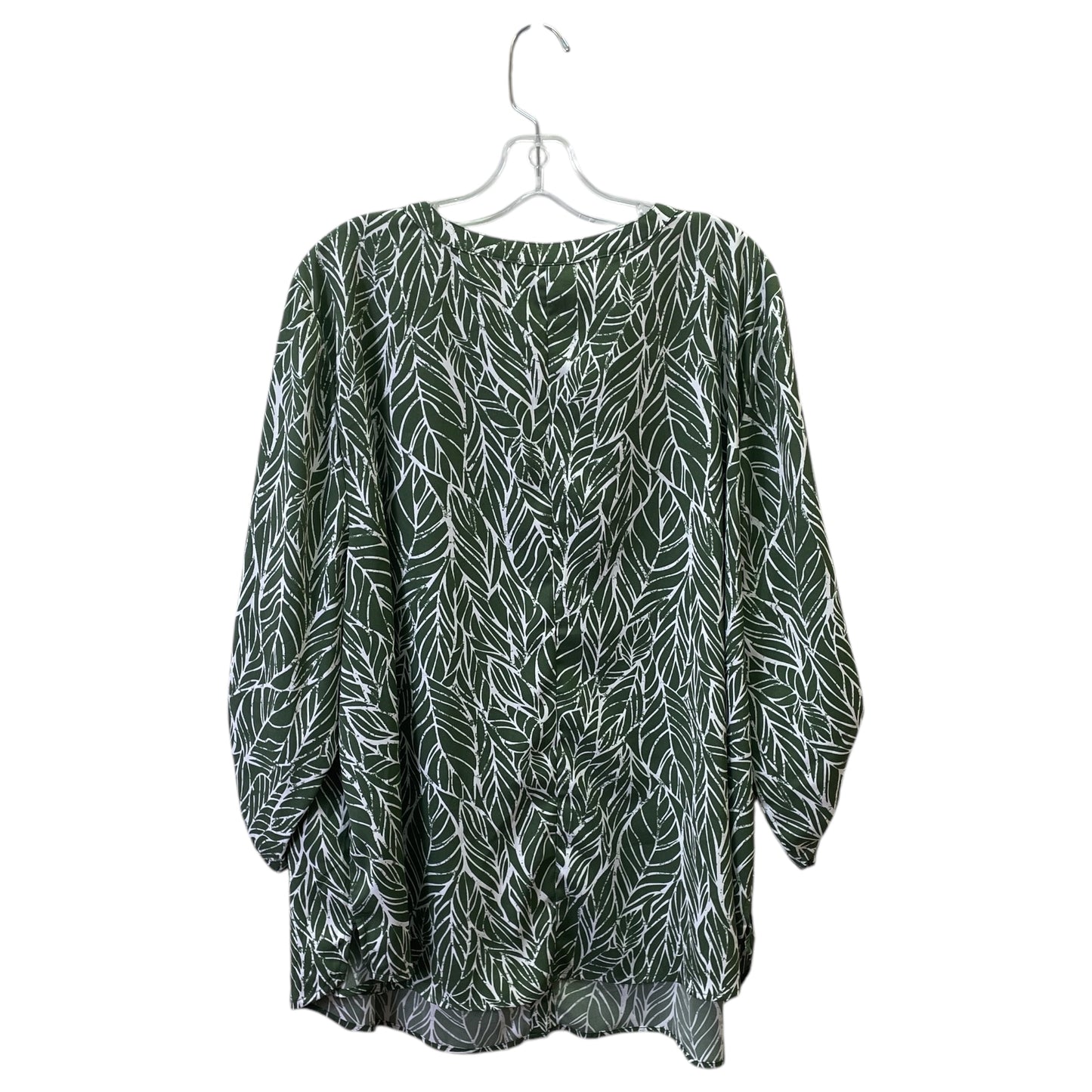 Top 3/4 Sleeve By Catherines In Green & White, Size:2X