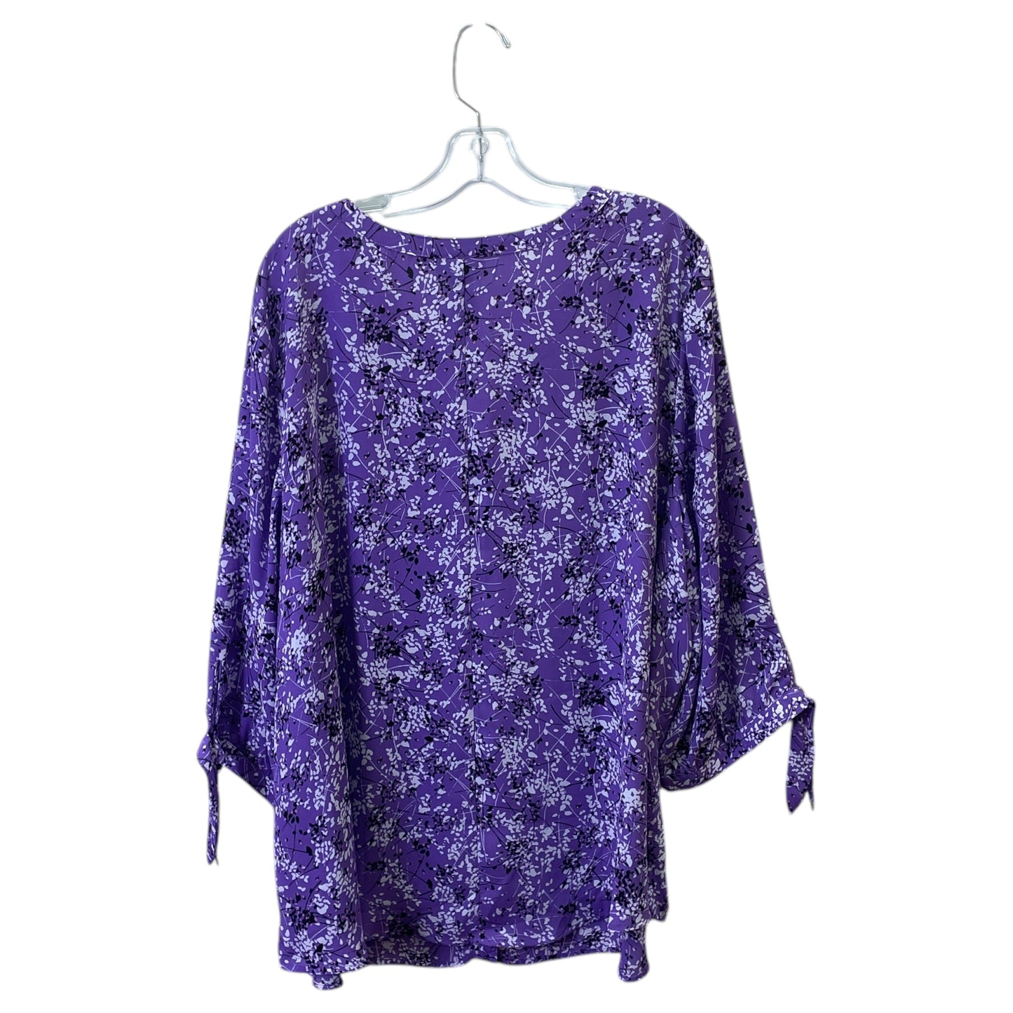 Top 3/4 Sleeve By Catherines In Purple & White, Size:2X
