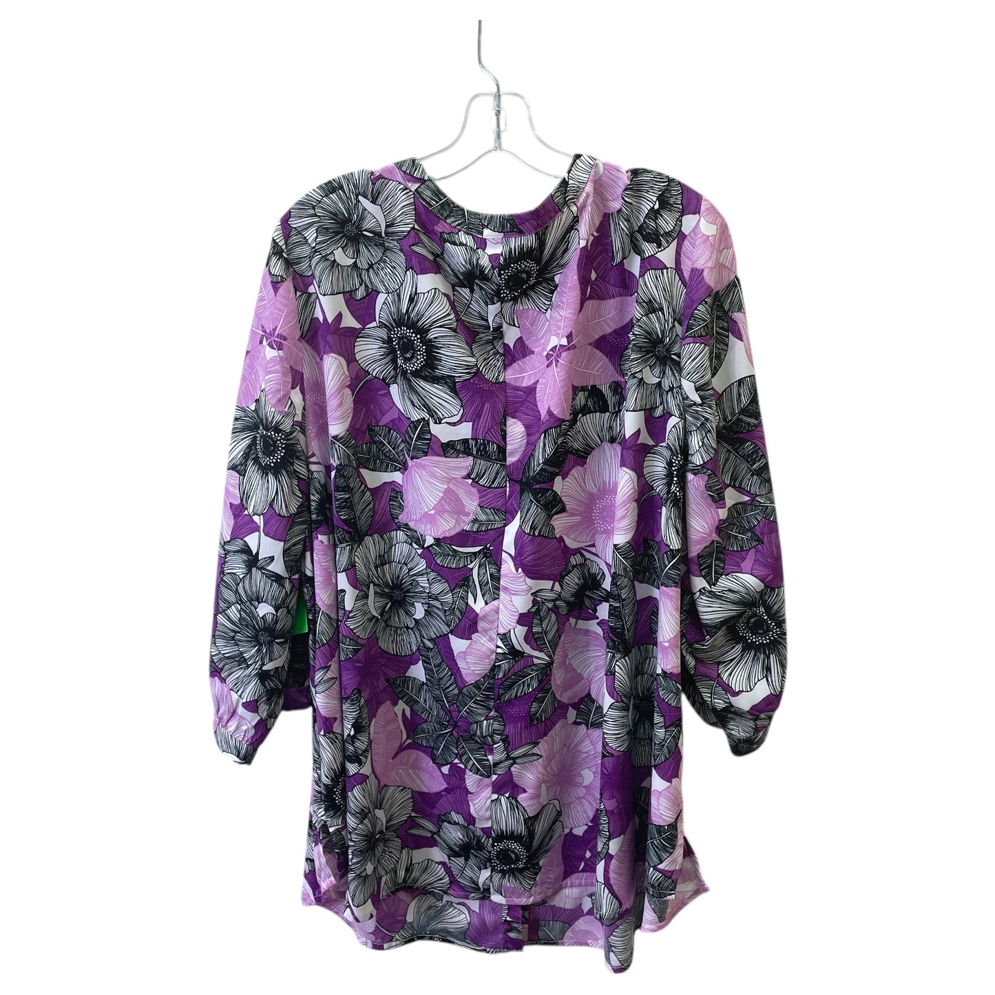 Top 3/4 Sleeve By Catherines In Black & Purple, Size:2X