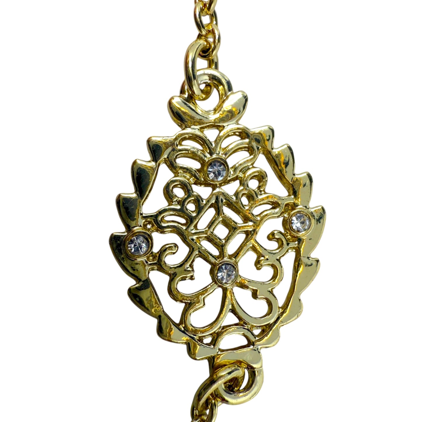 Gold Tone & Crystal Station Necklace By Ann Taylor