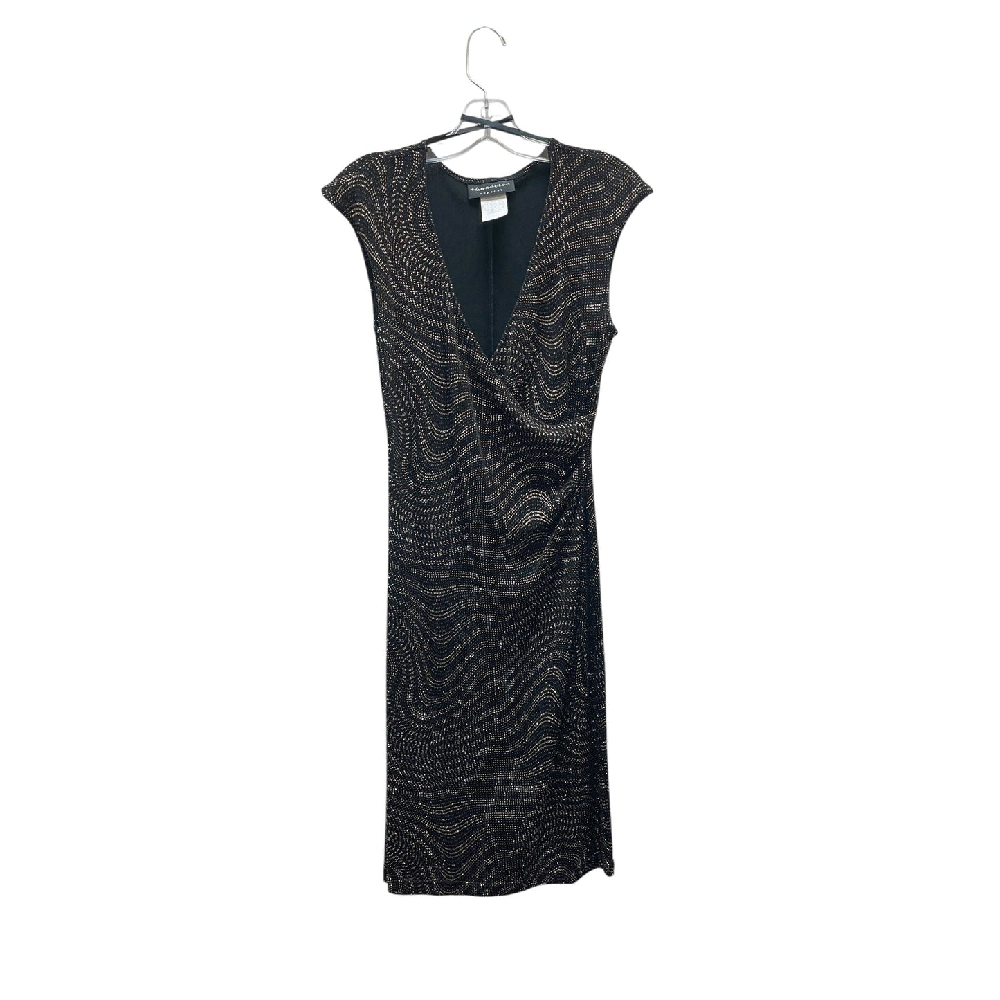 Dress Party Midi By Connected Apparel In Black & Gold, Size:6