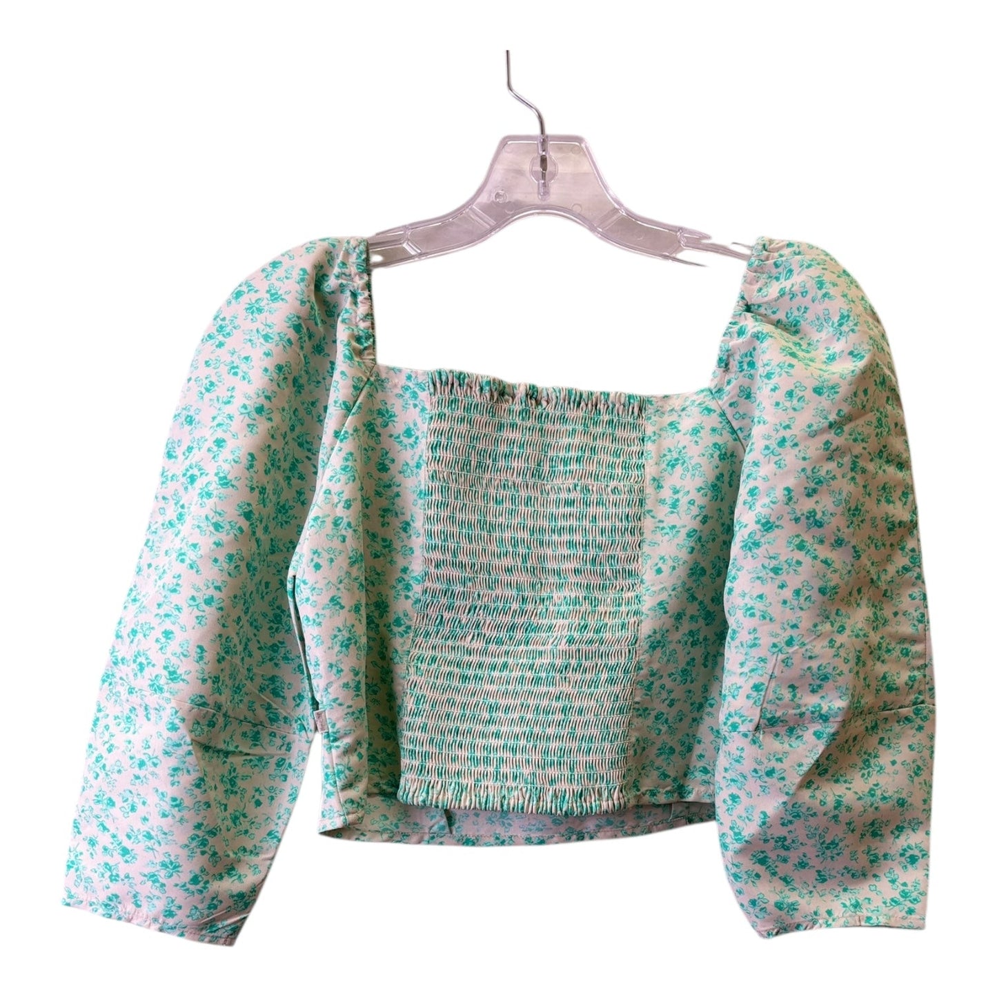 Top 3/4 Sleeve By Levis In Green & White, Size:M