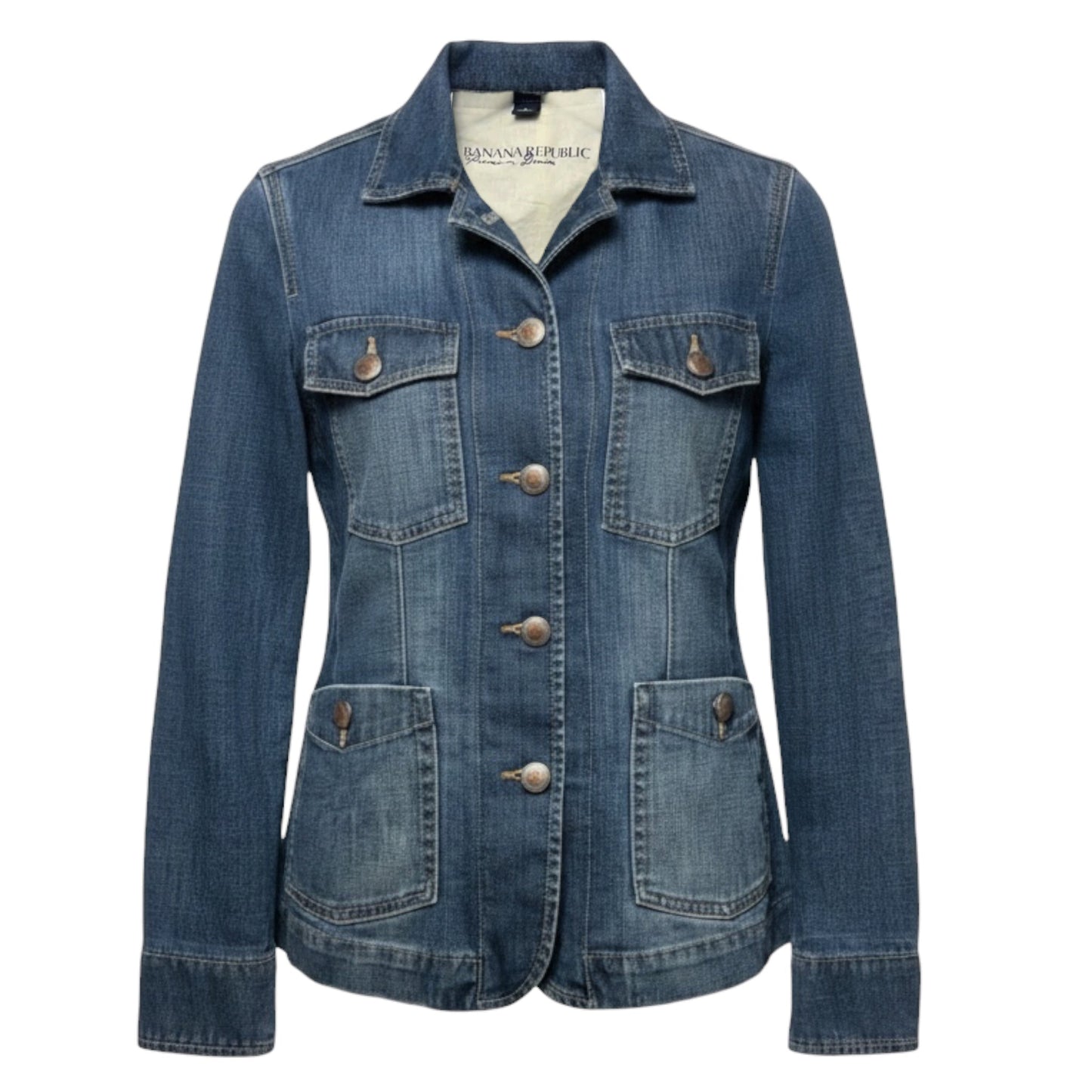 Vintage Jacket Denim By Banana Republic In Blue Denim, Size: S