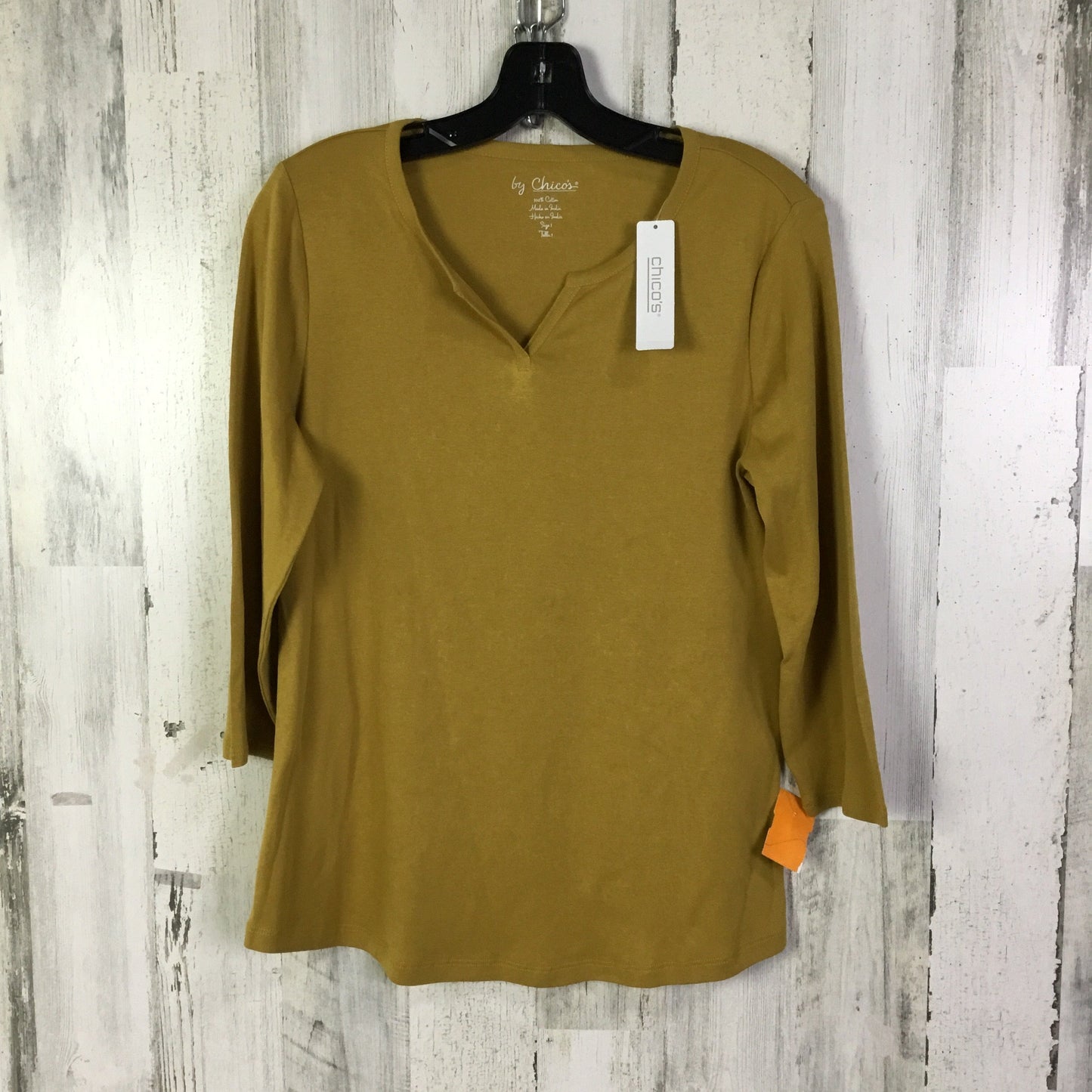 Top 3/4 Sleeve Basic By Chicos In Yellow, Size:M