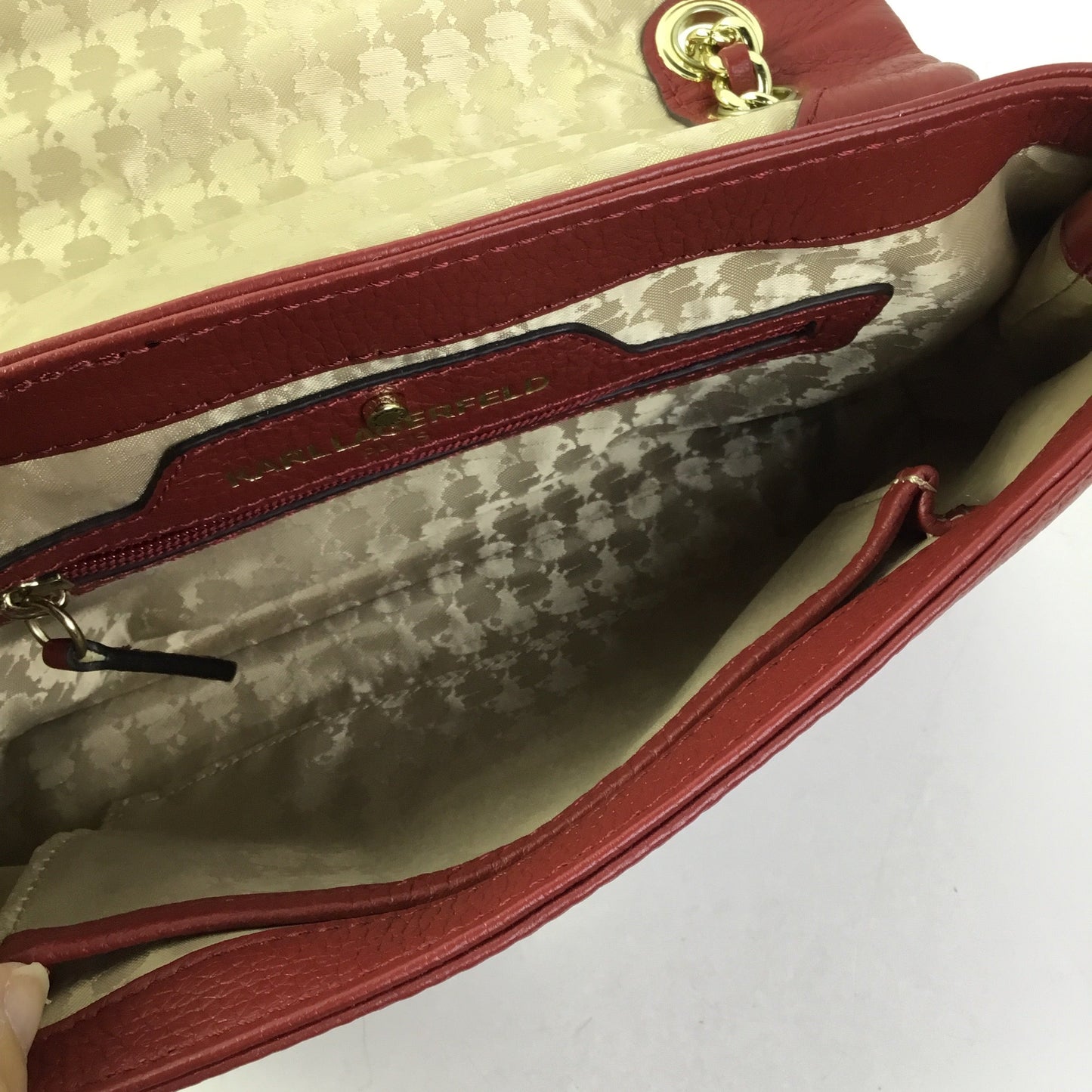 Handbag Designer By Karl Lagerfeld In Red, Size:Small
