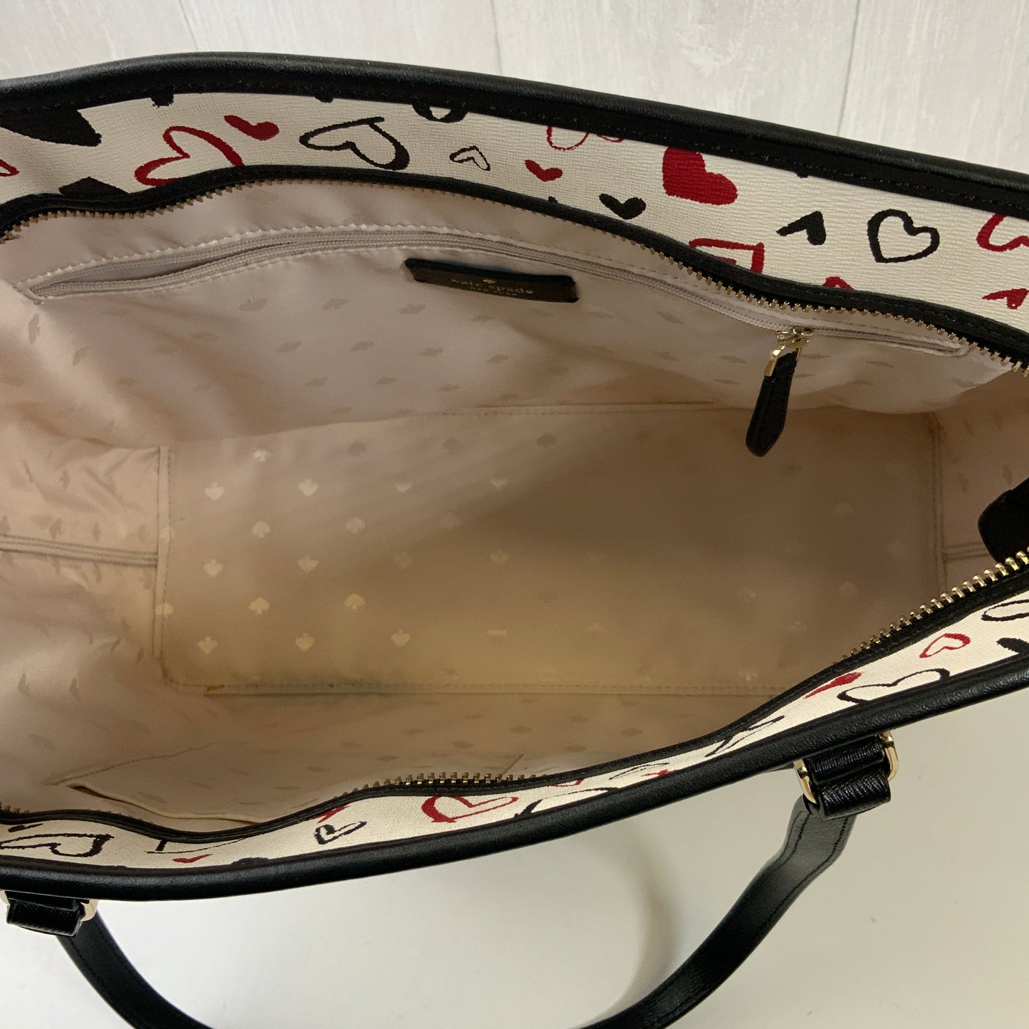 Handbag Designer By Kate Spade In Black & Cream, Size:Large