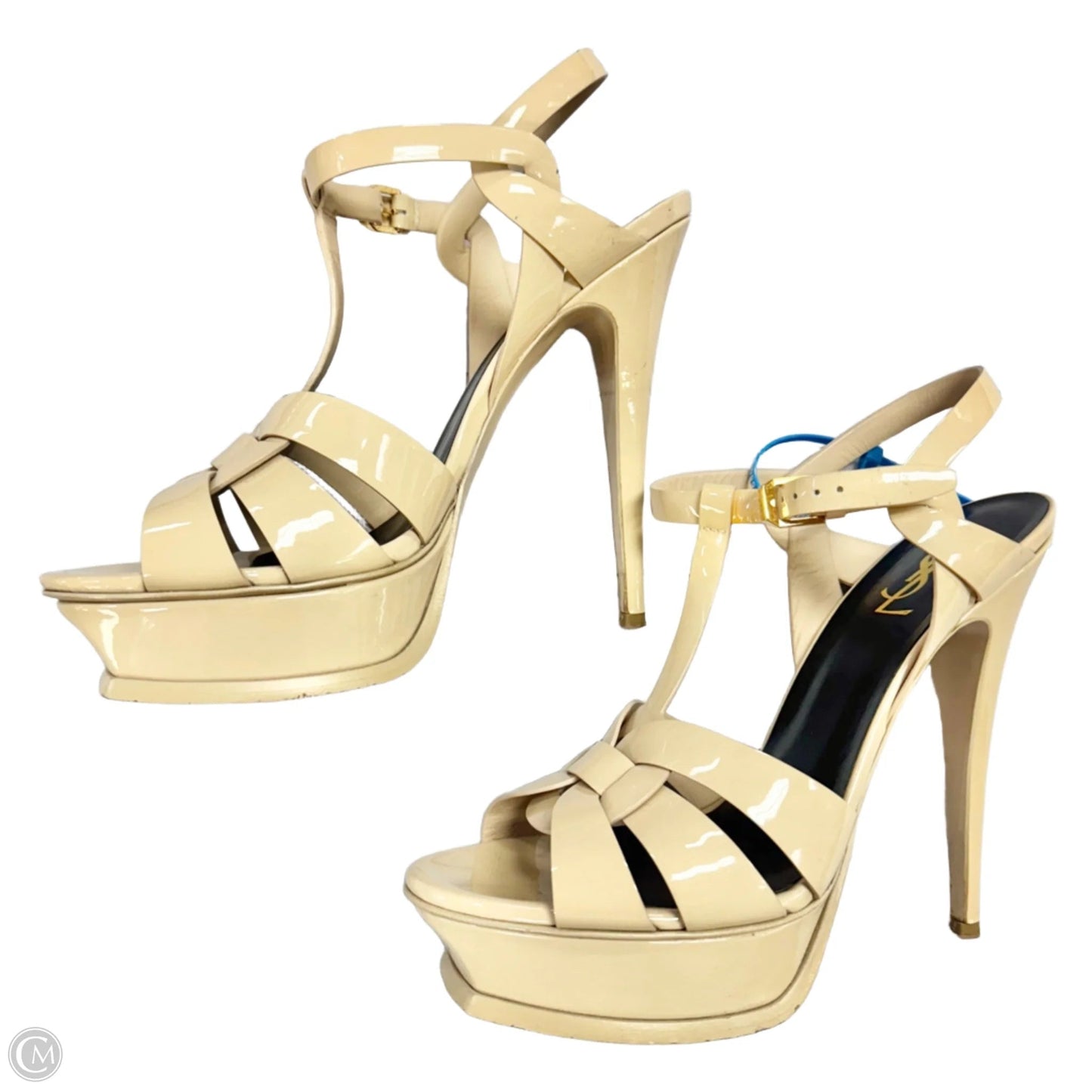 Shoes Luxury Designer By Yves Saint Laurent In Cream, Size: 10