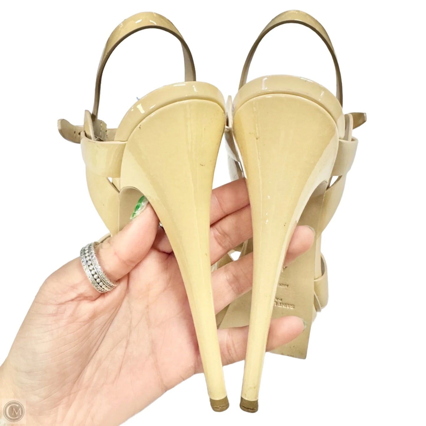 Shoes Luxury Designer By Yves Saint Laurent In Cream, Size: 10