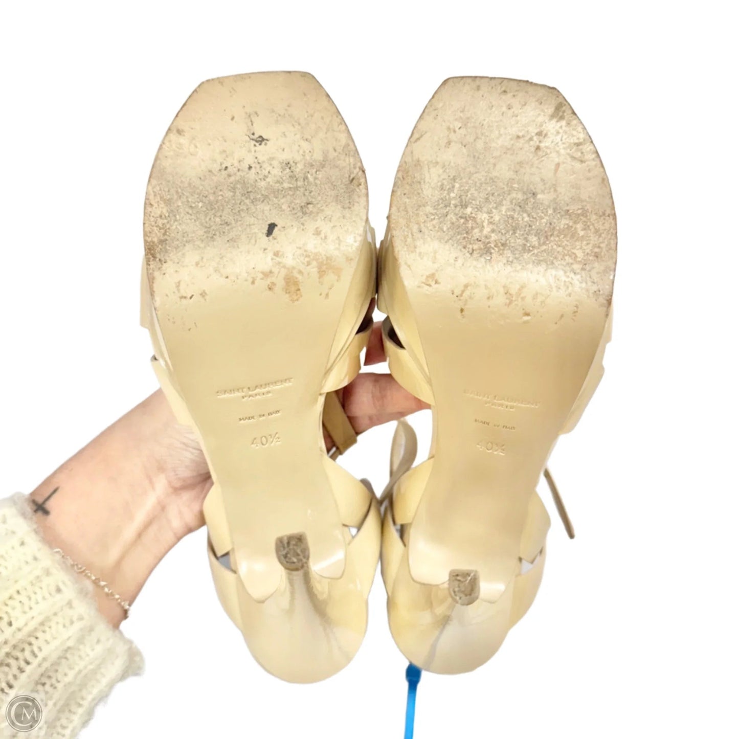 Shoes Luxury Designer By Yves Saint Laurent In Cream, Size: 10