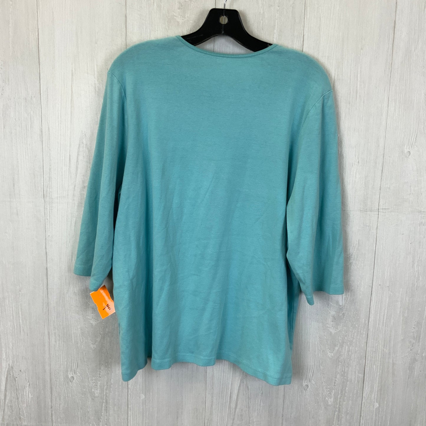 Top 3/4 Sleeve Basic By Cj Banks In Blue, Size:2X