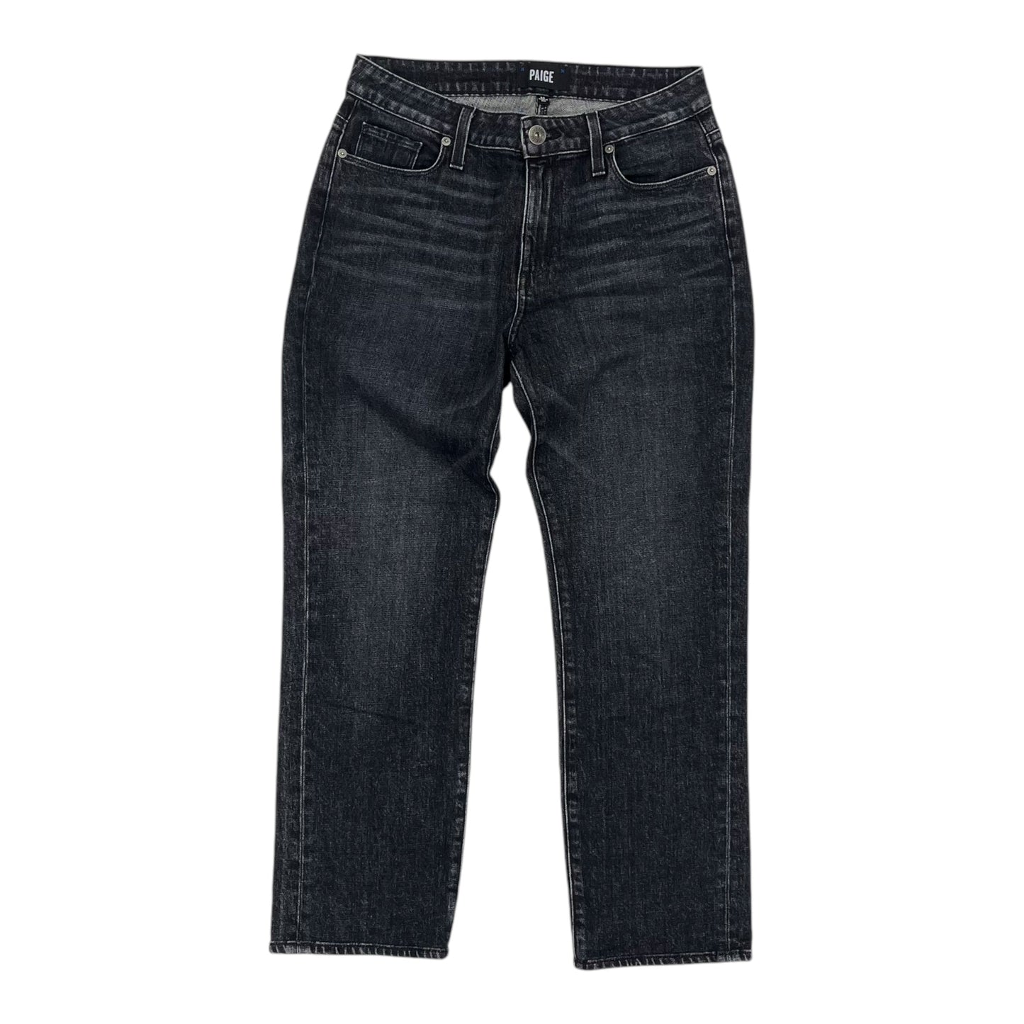 Jeans Straight By Paige In Black Denim, Size:0