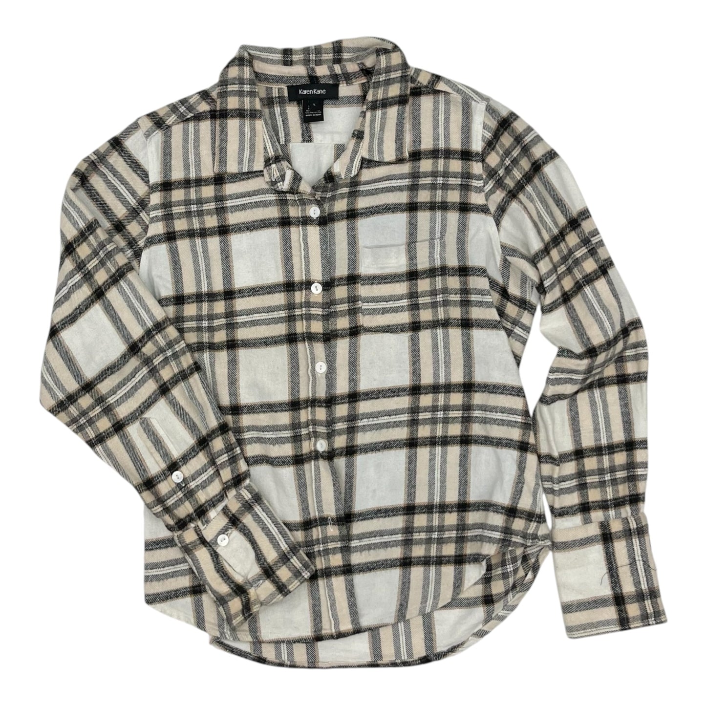 Jacket Shirt By Karen Kane In Cream, Size:L