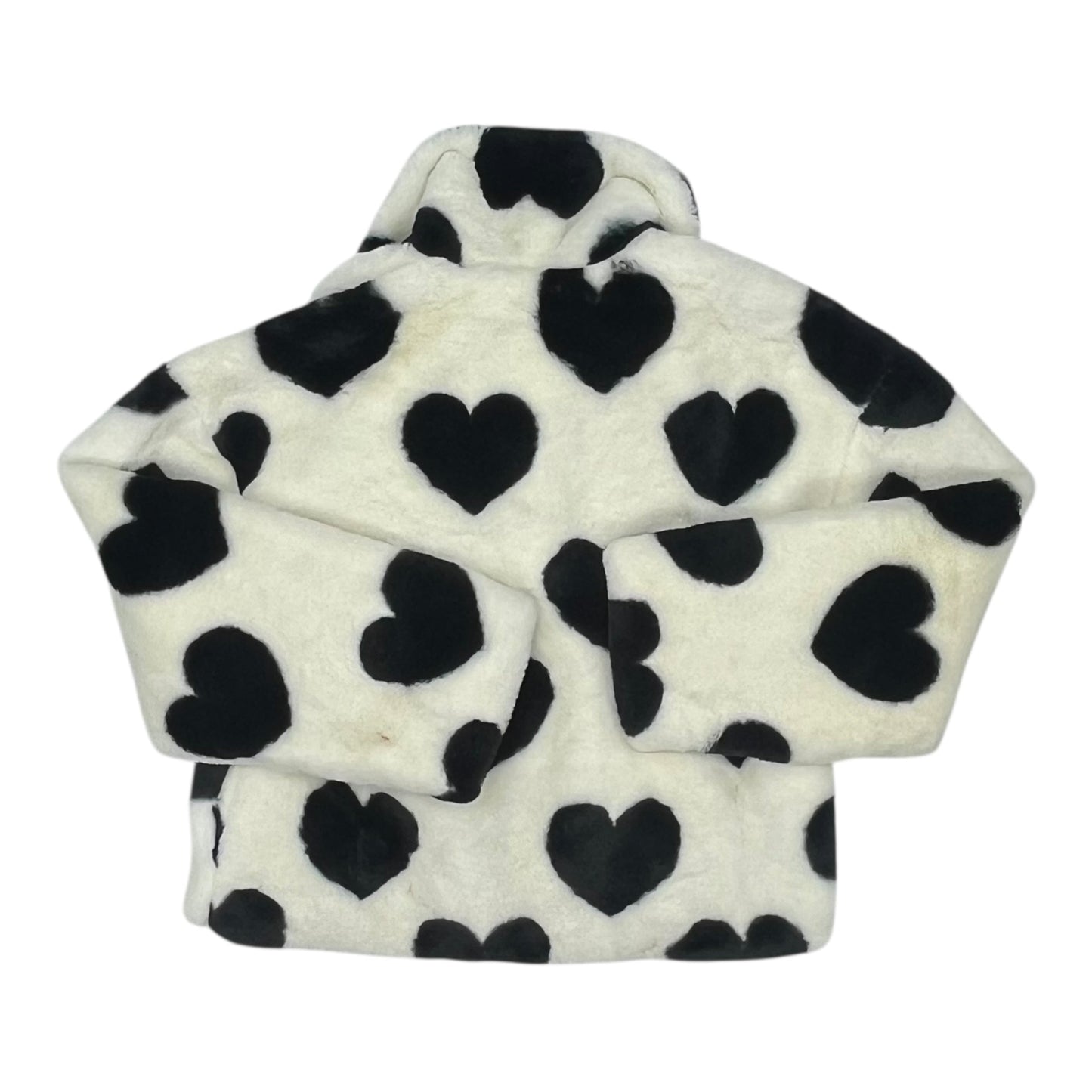 JACKET FAUX FUR & SHERPA by CLOTHES MENTOR in BLACK & CREAM, Size:L