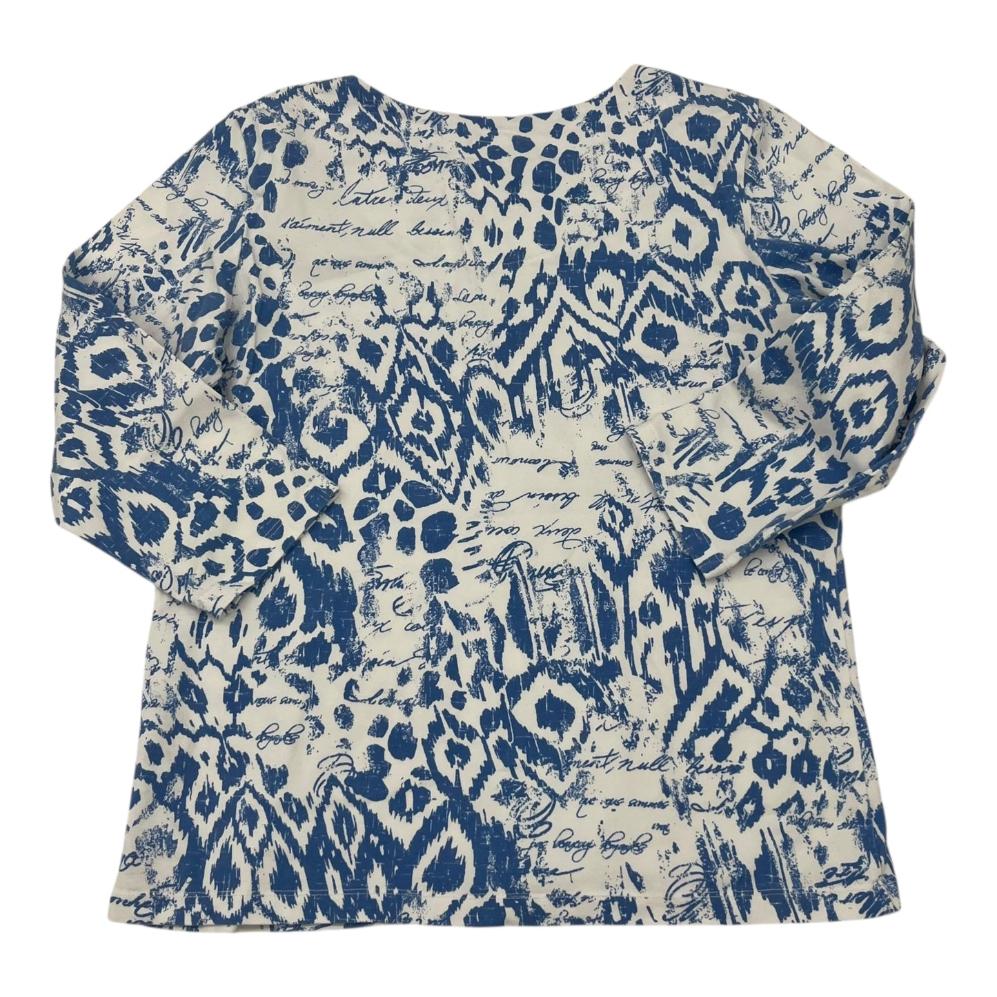 Top 3/4 Sleeve By Ruby Rd In Blue & White, Size:M