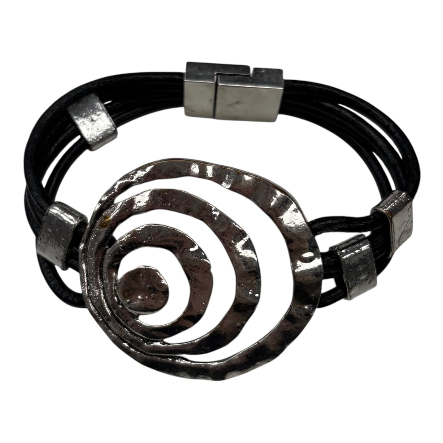 BRACELET CUFF by CME in BLACK & SILVER