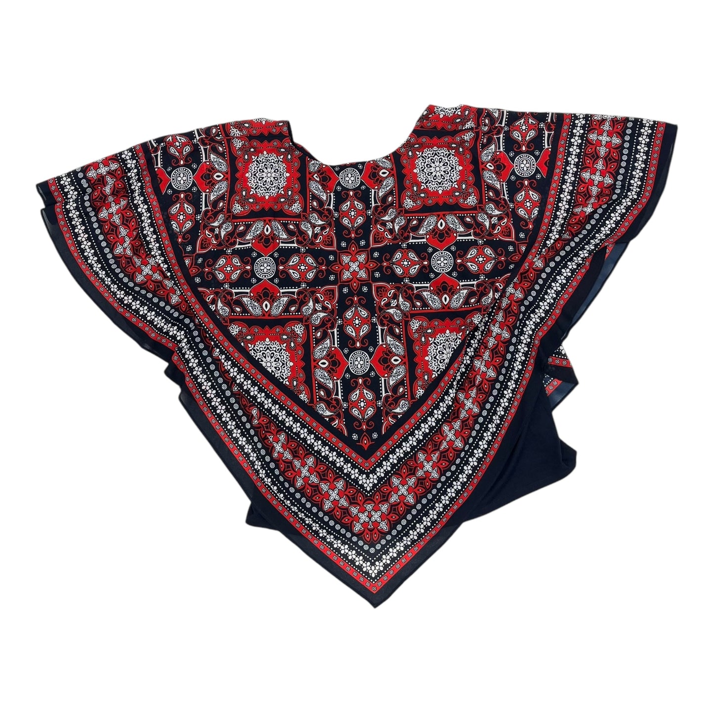 Blouse Ss By Ruby Rd In Blue Red & White, Size:1X