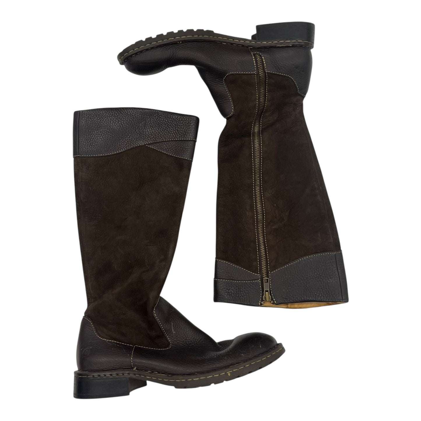 Boots Leather By Born In Brown, Size:8.5