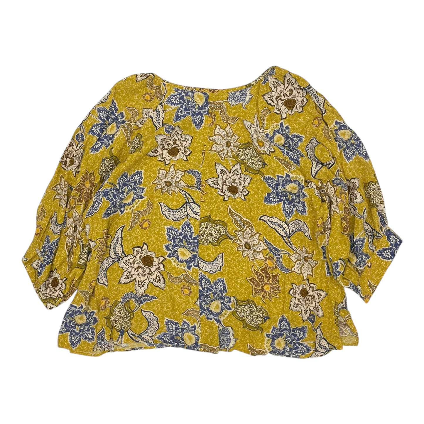Blouse 3/4 Sleeve By Karen Kane In Yellow, Size:3X